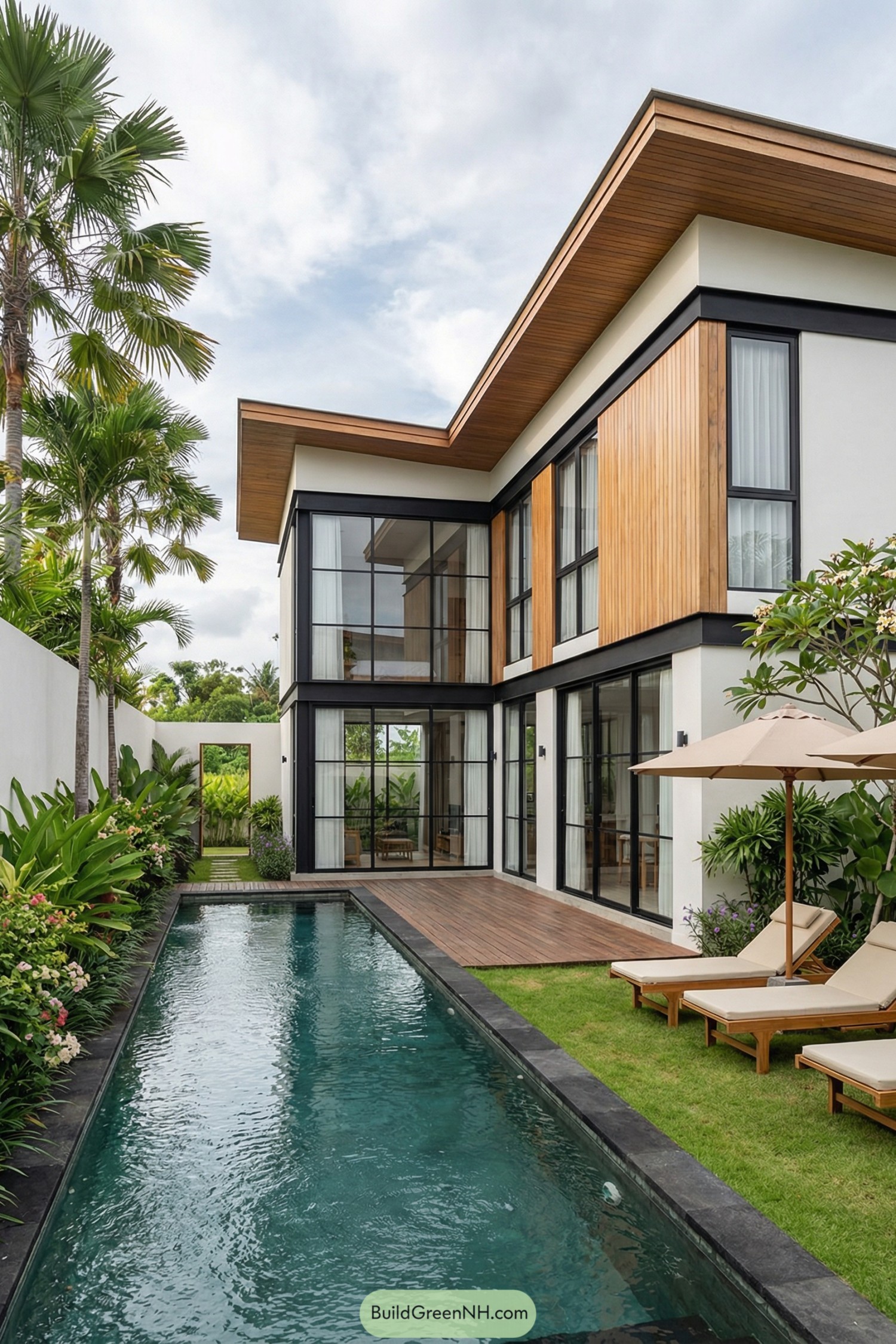 Modern Bali villa with lap pool courtyard