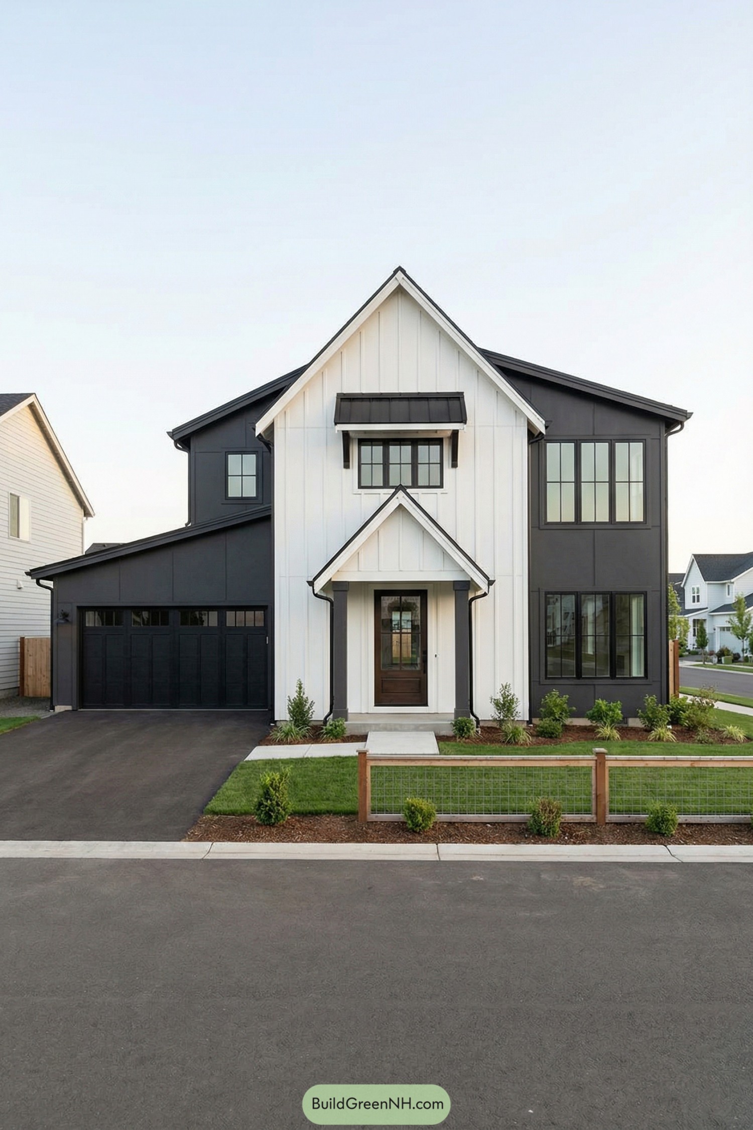 Black and white modern farmhouse exterior