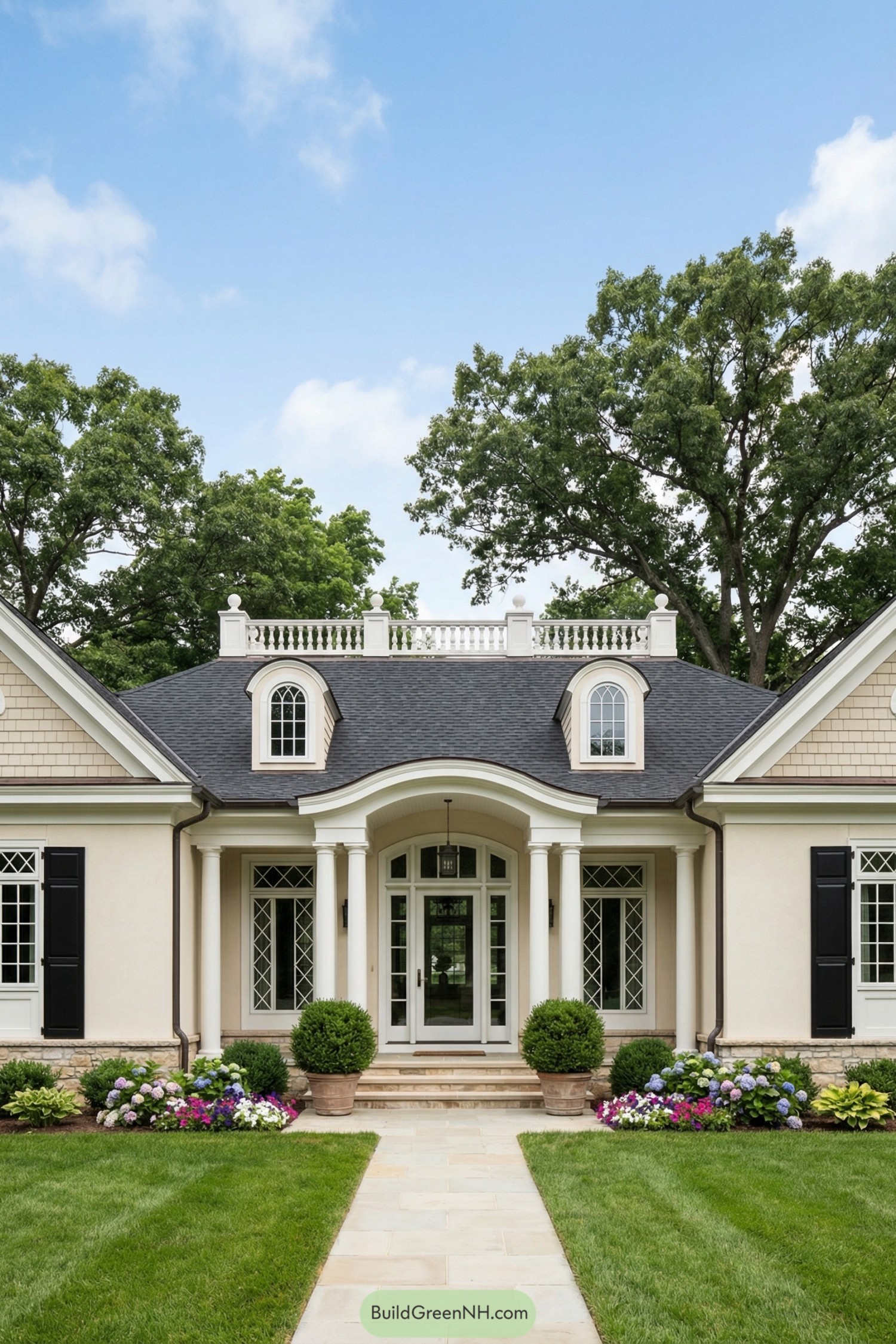 Elegant single story house with columned entry