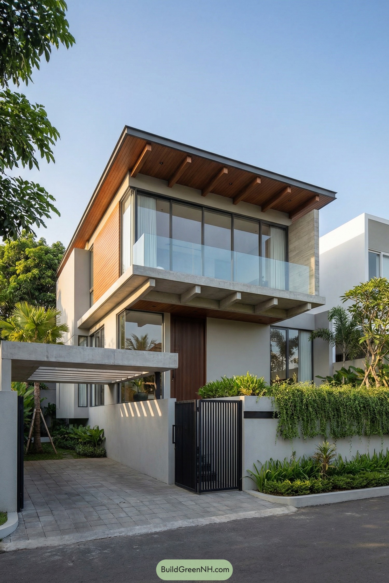 Modern two-story Bali house with balcony