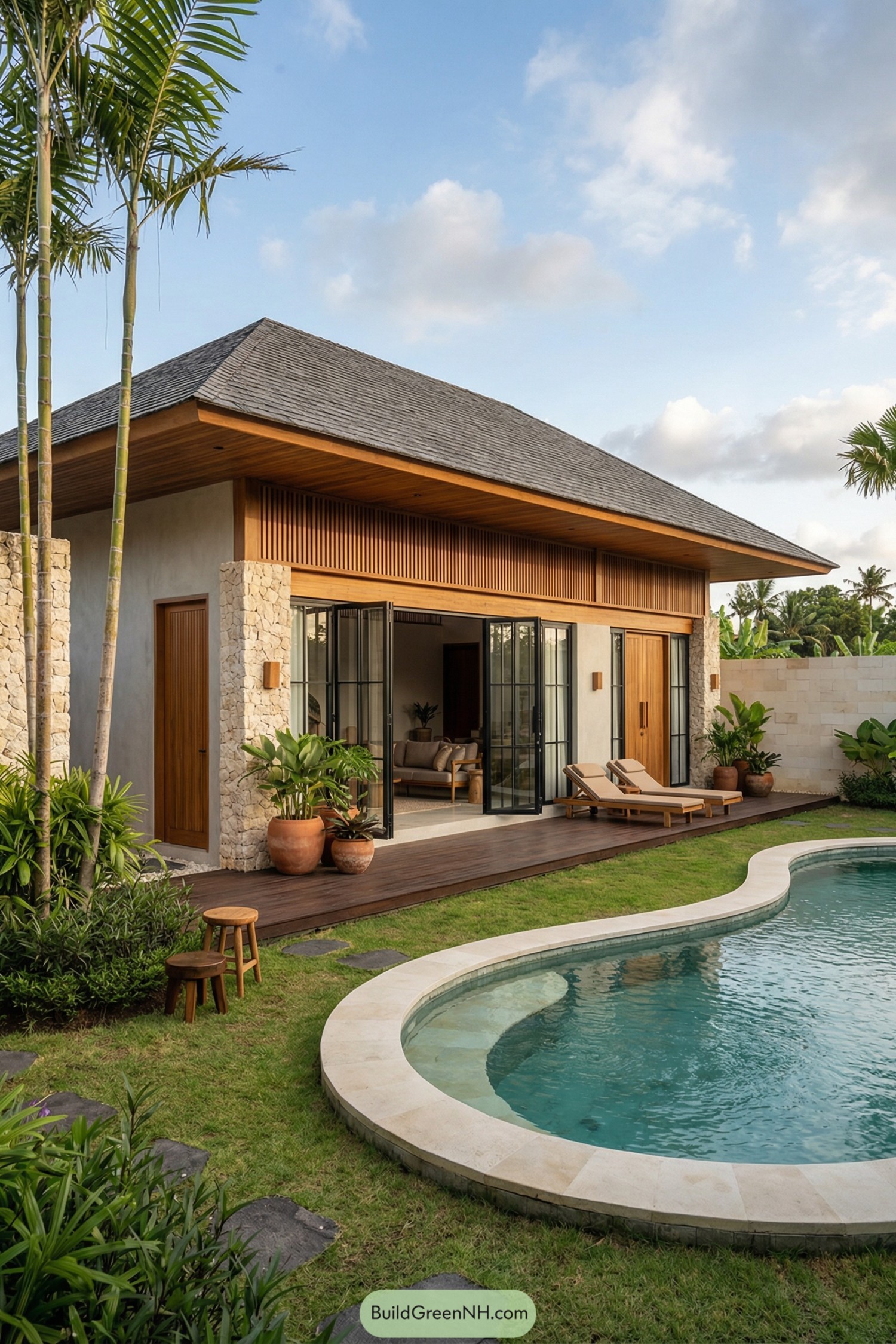 Modern bali villa with pool and garden
