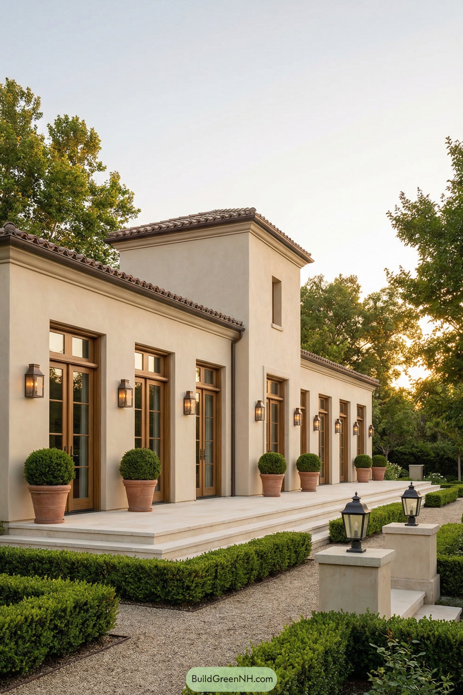 Modern Spanish-style house with manicured garden