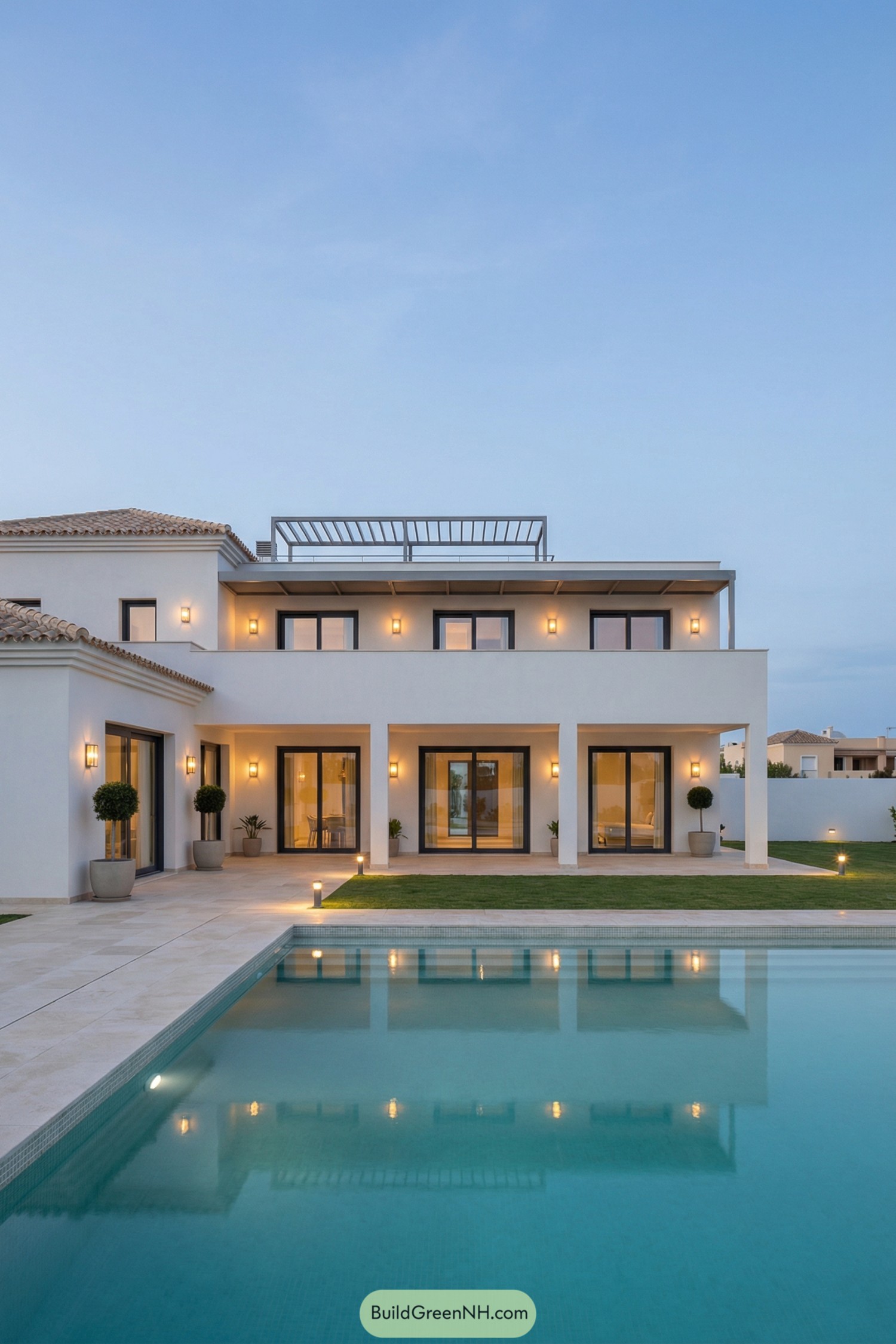 Modern white Spanish villa with pool