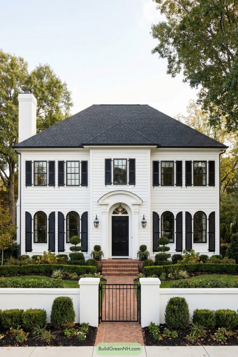 24 Stunning White Houses With Black Shutters