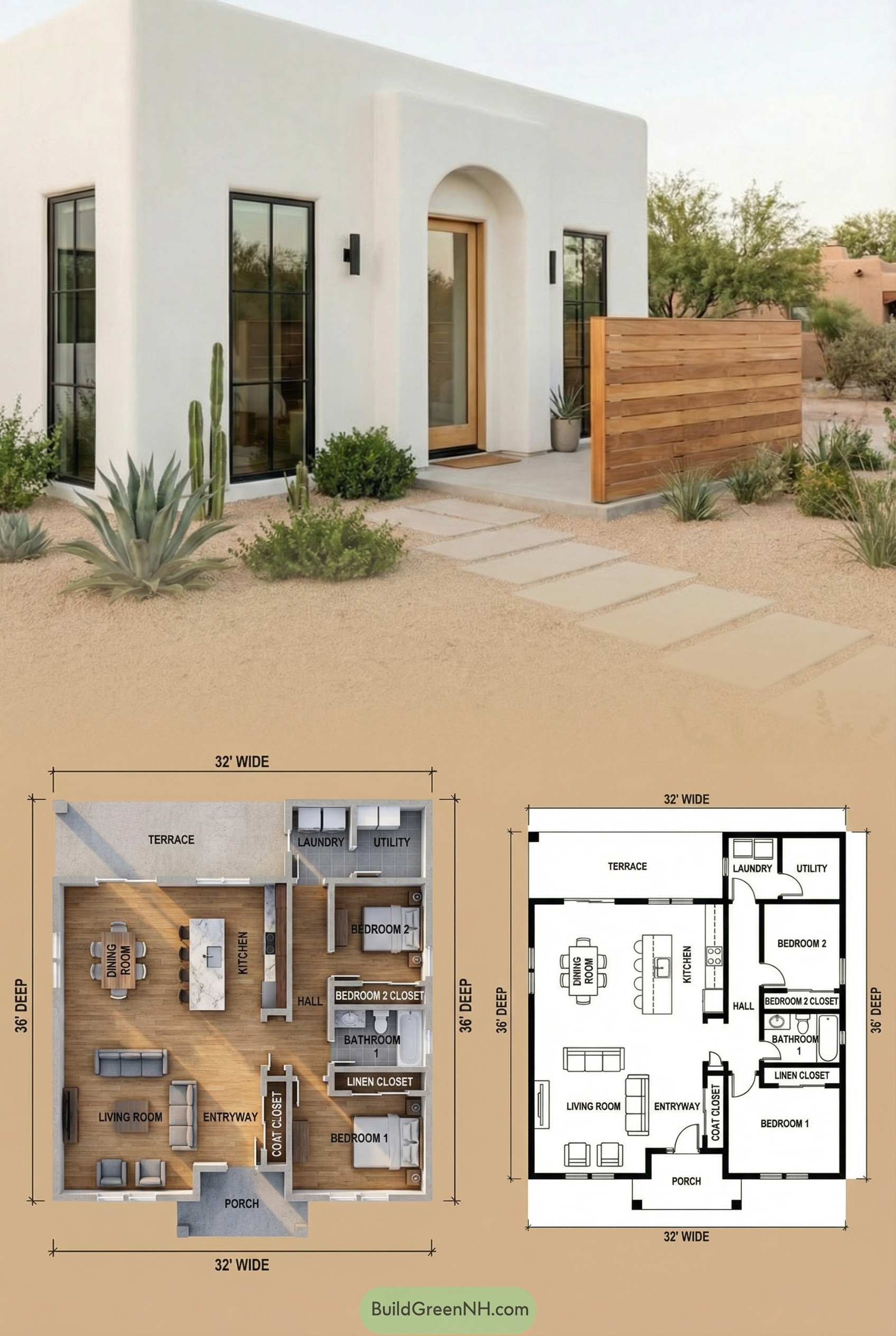Minimalist Desert Spanish Cube Retreat Floor Plan