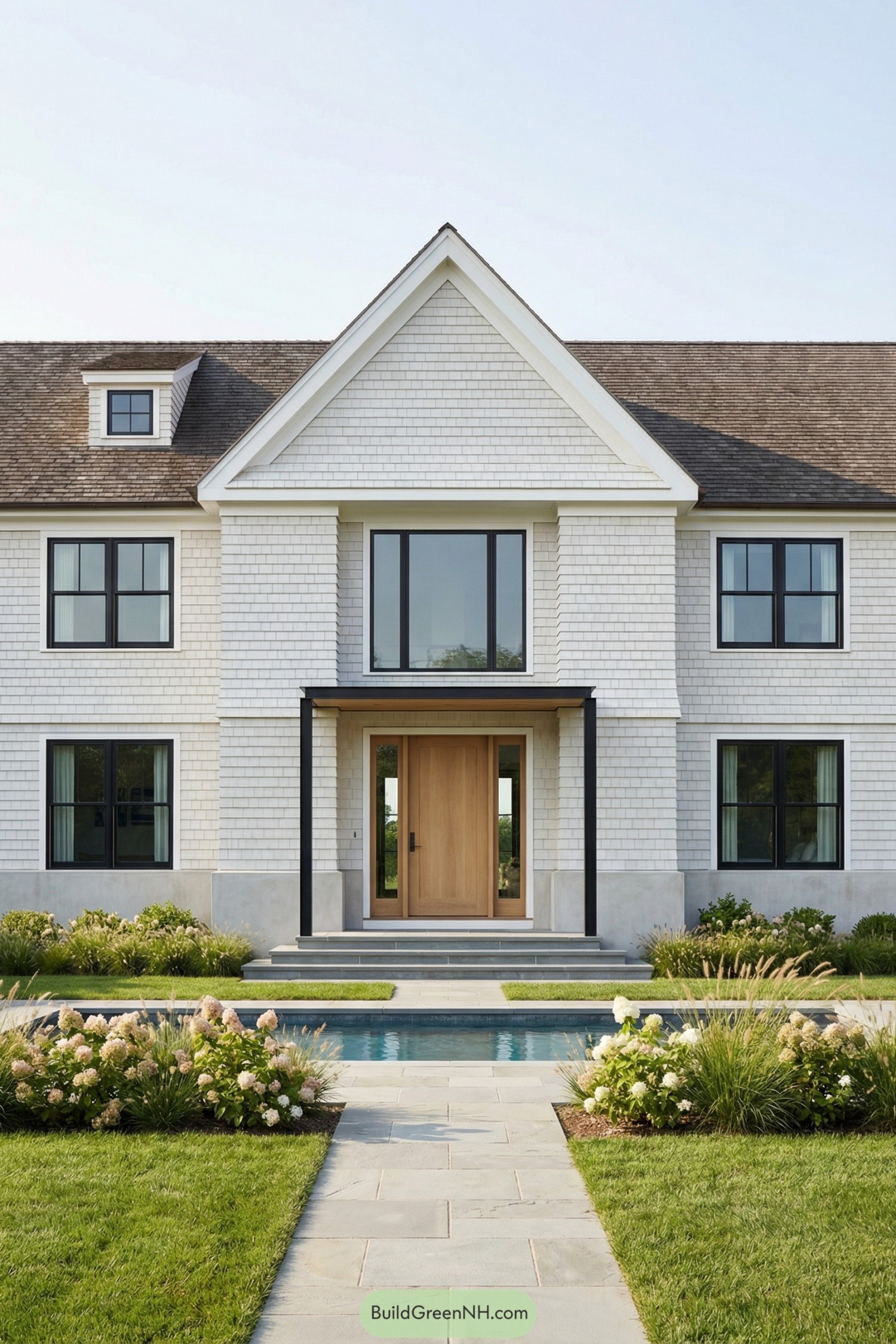 Modern shingle Hamptons home with pool