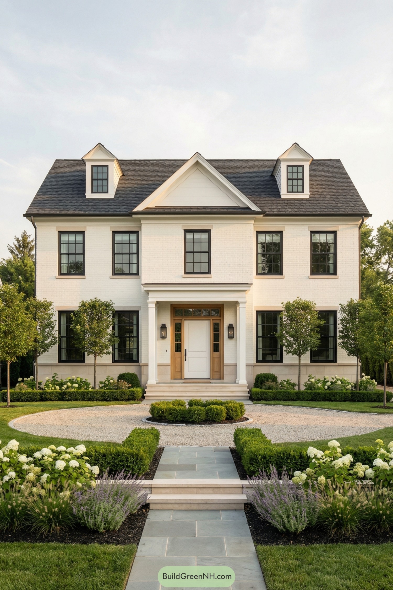 White two story colonial style home