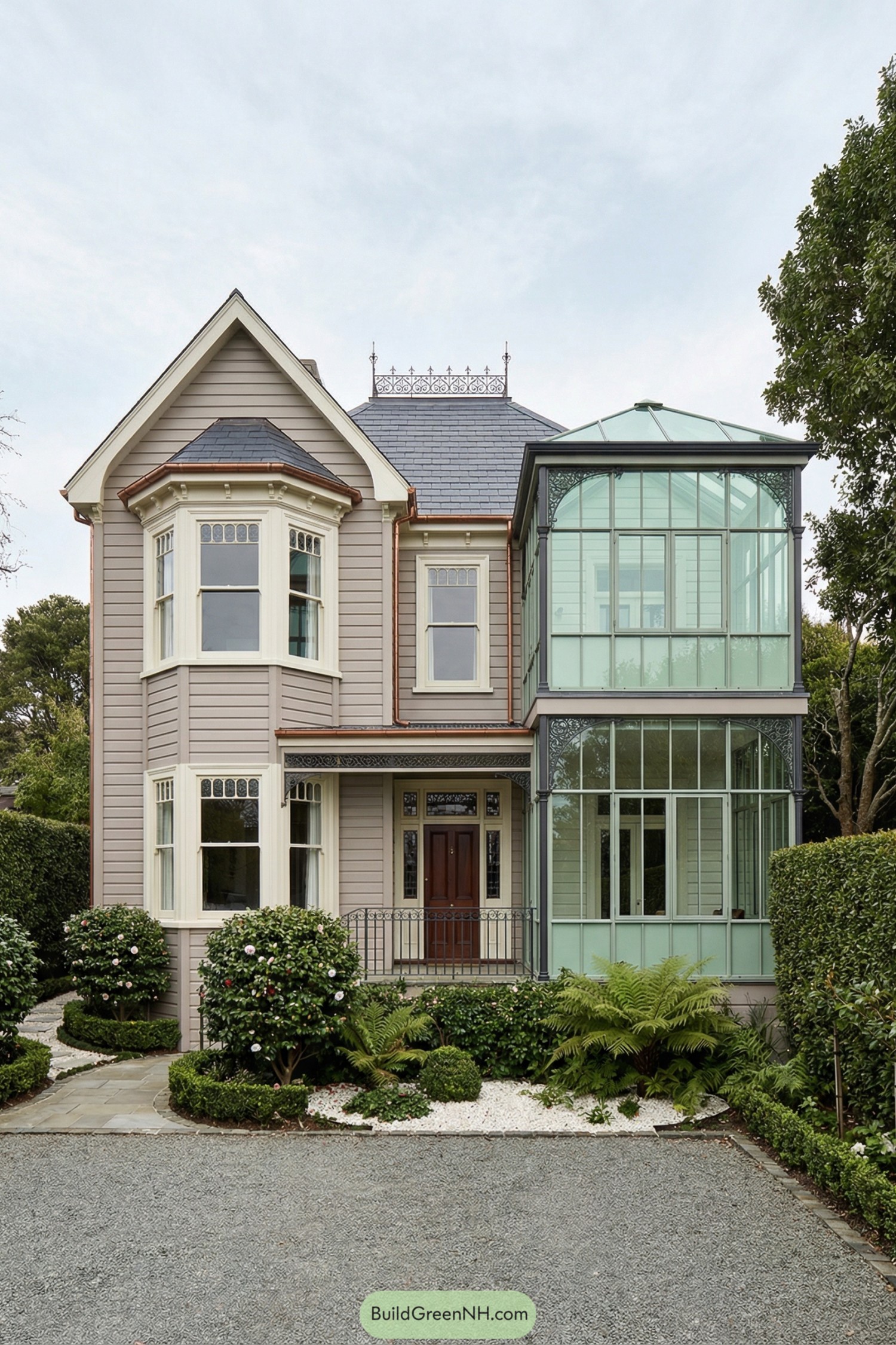 Victorian house with attached glass conservatory