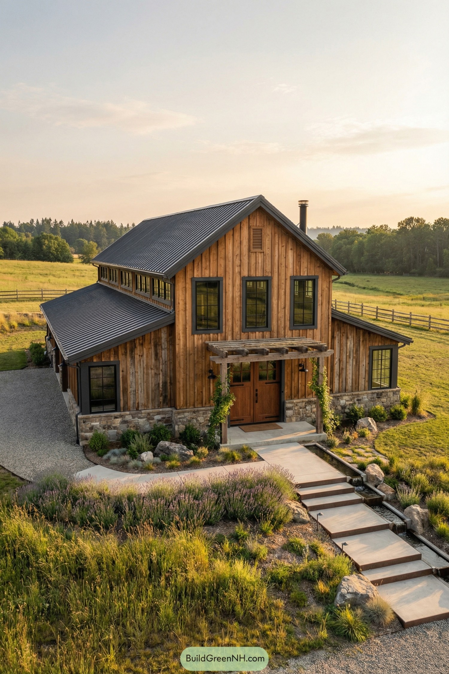 Rustic two story barndominium in pasture