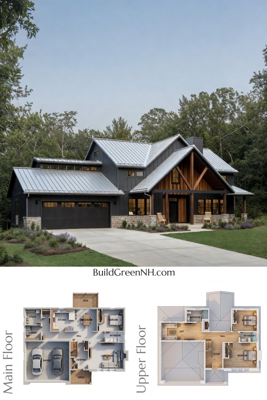 Modern Timber Front Shouse Retreat Floor Plan