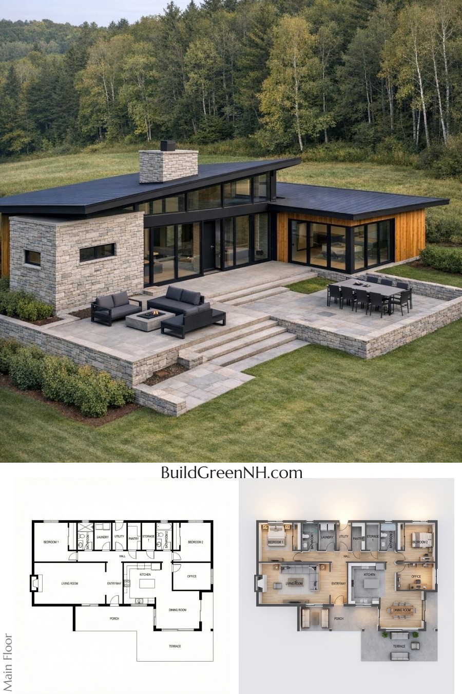 Hillside Stone And Glass Lounge Cabin Floor Plan