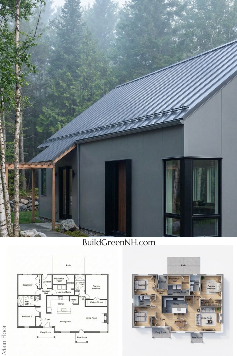 Forest Edge Minimalist Grey Retreat Floor Plan