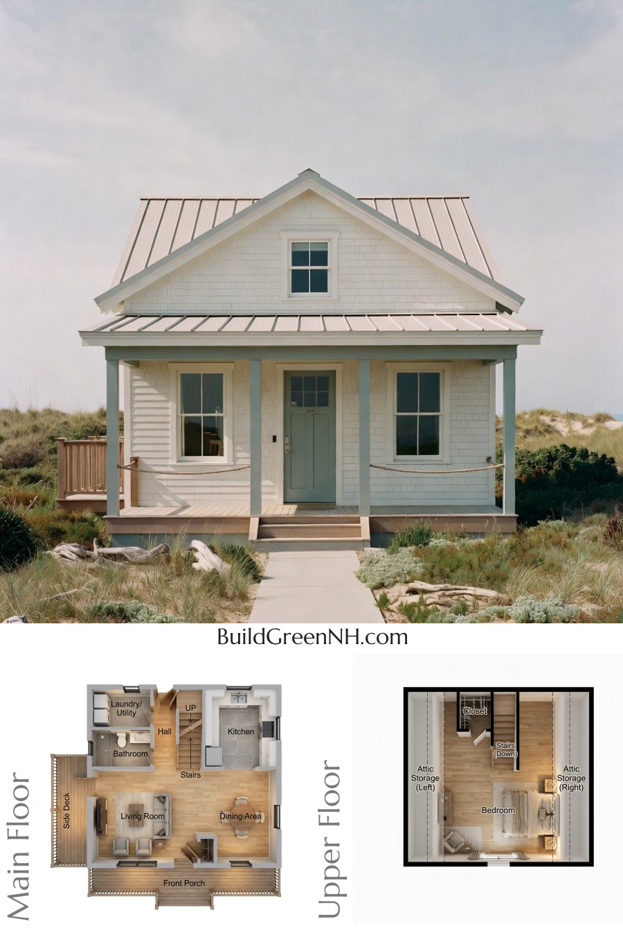 Seaside Shingle Cottage Porch Escape Floor Plan