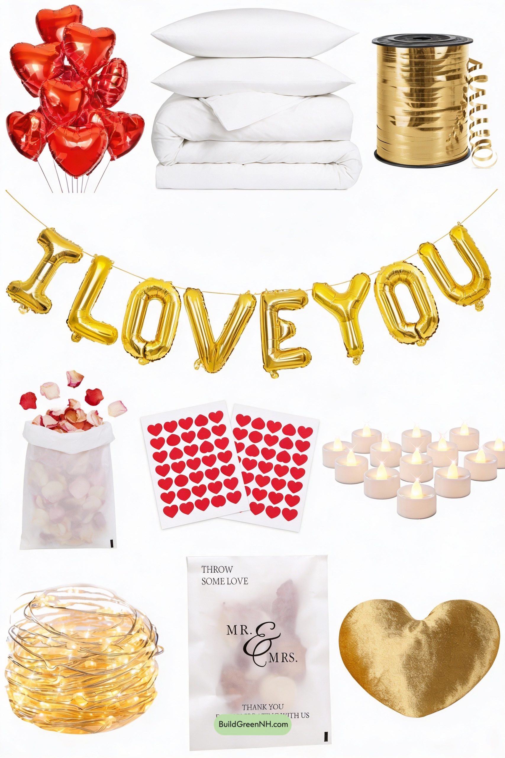 Moodboard for Heart-Balloon Canopy Over Candlelit Bed