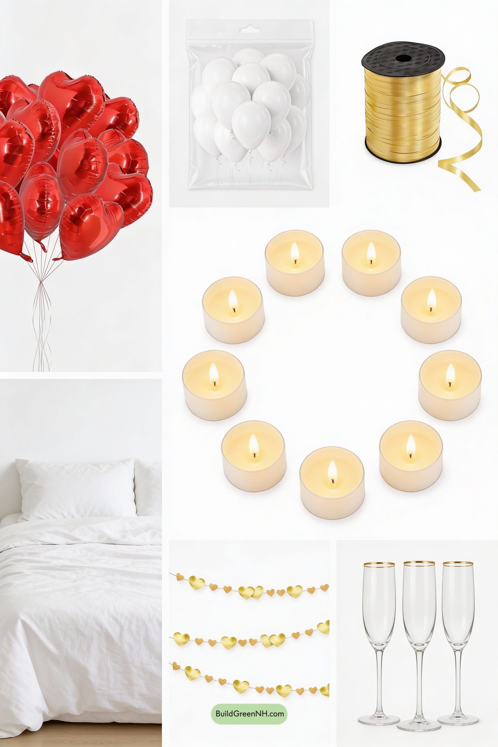 Moodboard for Glam Breakfast-in-Bed Valentine Setup