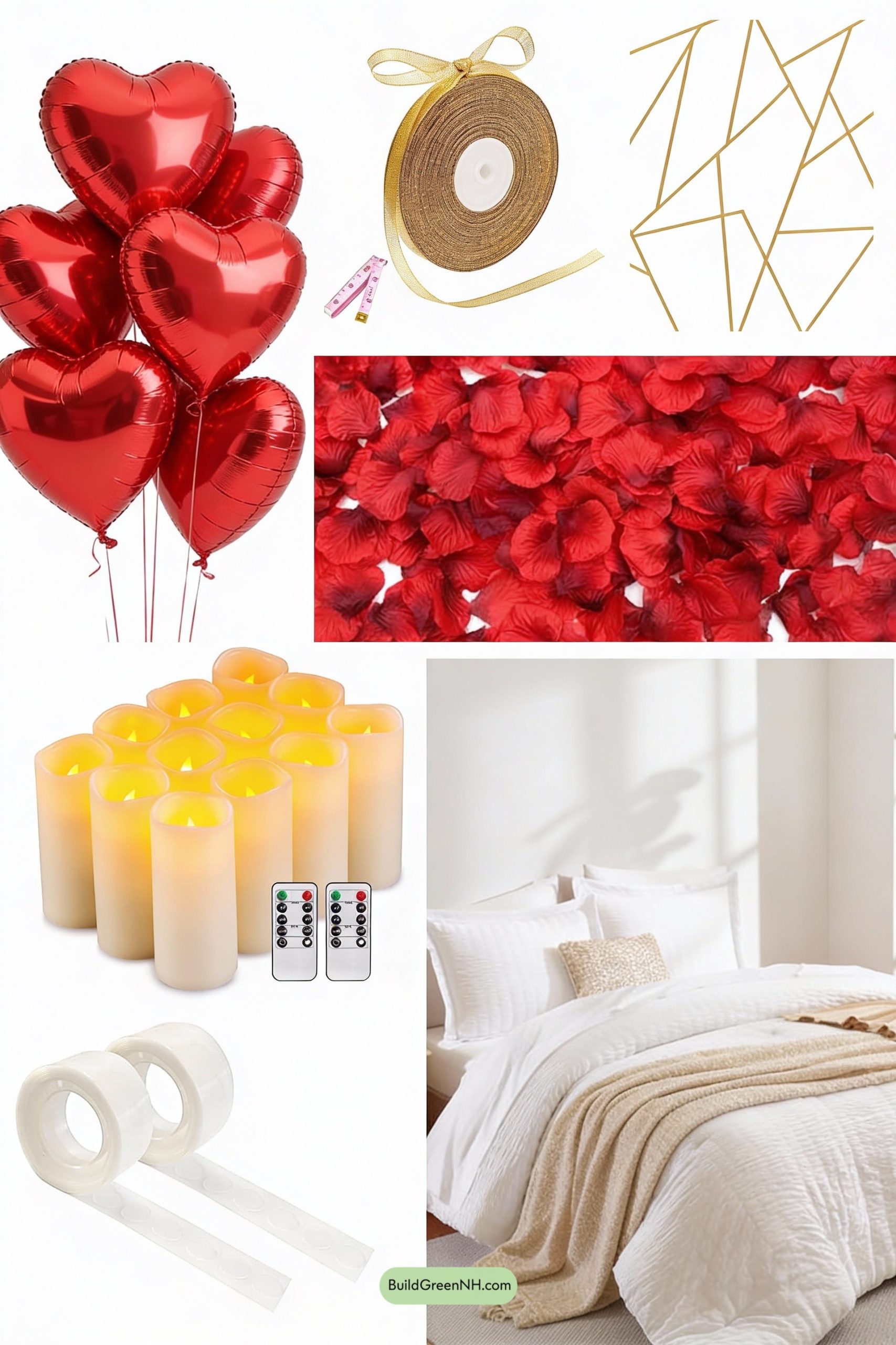 Moodboard for Gold Lines, Heart Balloons, Candlelit Calm