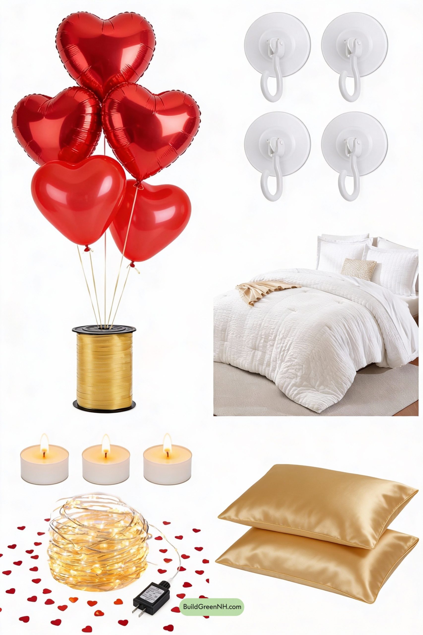 Moodboard for Triple Heart Balloons, Soft Golden Glow