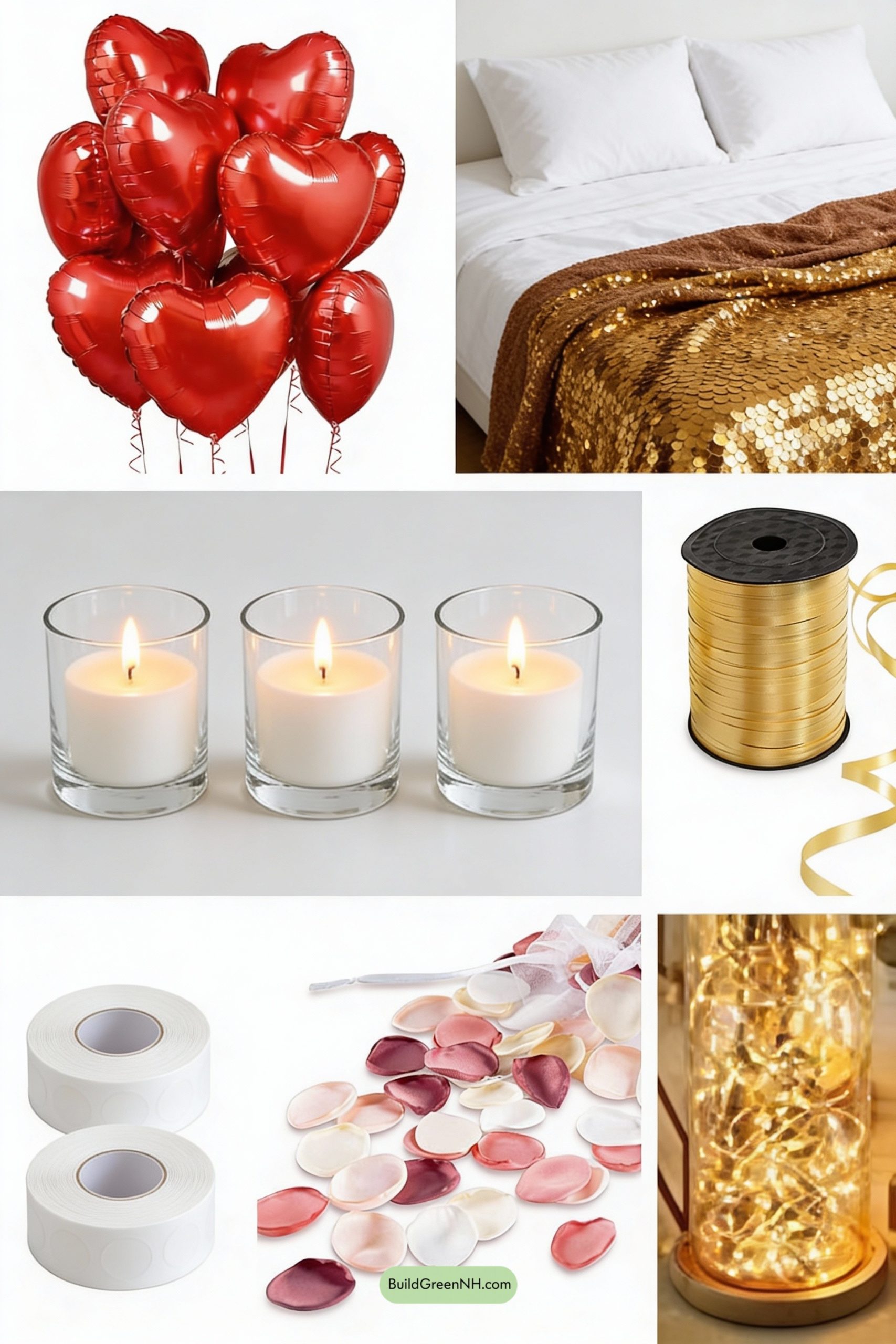 Moodboard for Heart-Balloon Canopy, Gold-Glam Bedscape