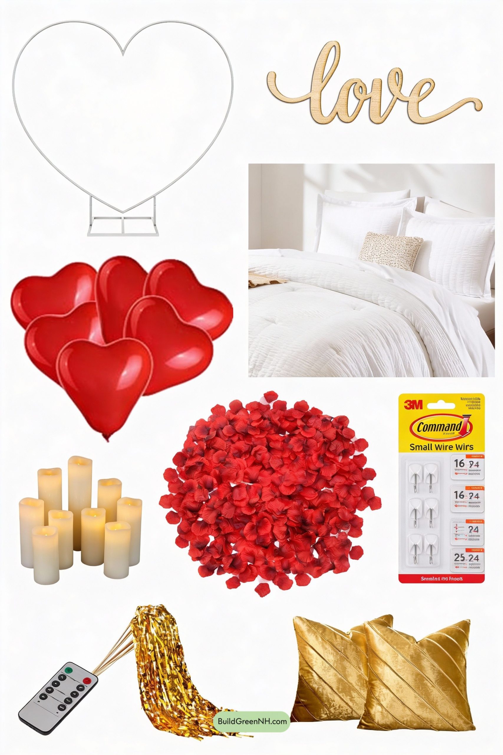 Moodboard for Heart Balloon Wall, Candlelit Petal Bed