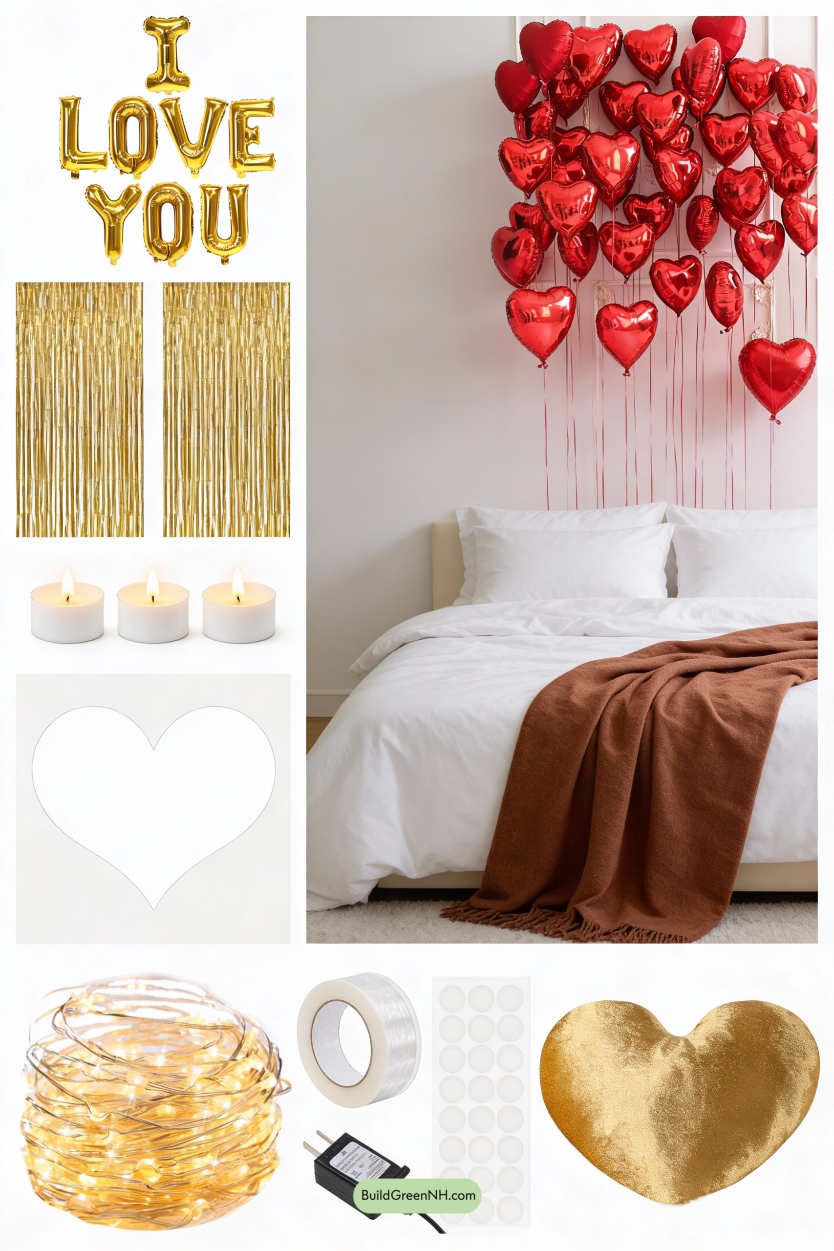 Moodboard for Gold Love Wall, Petal-Heart Bed