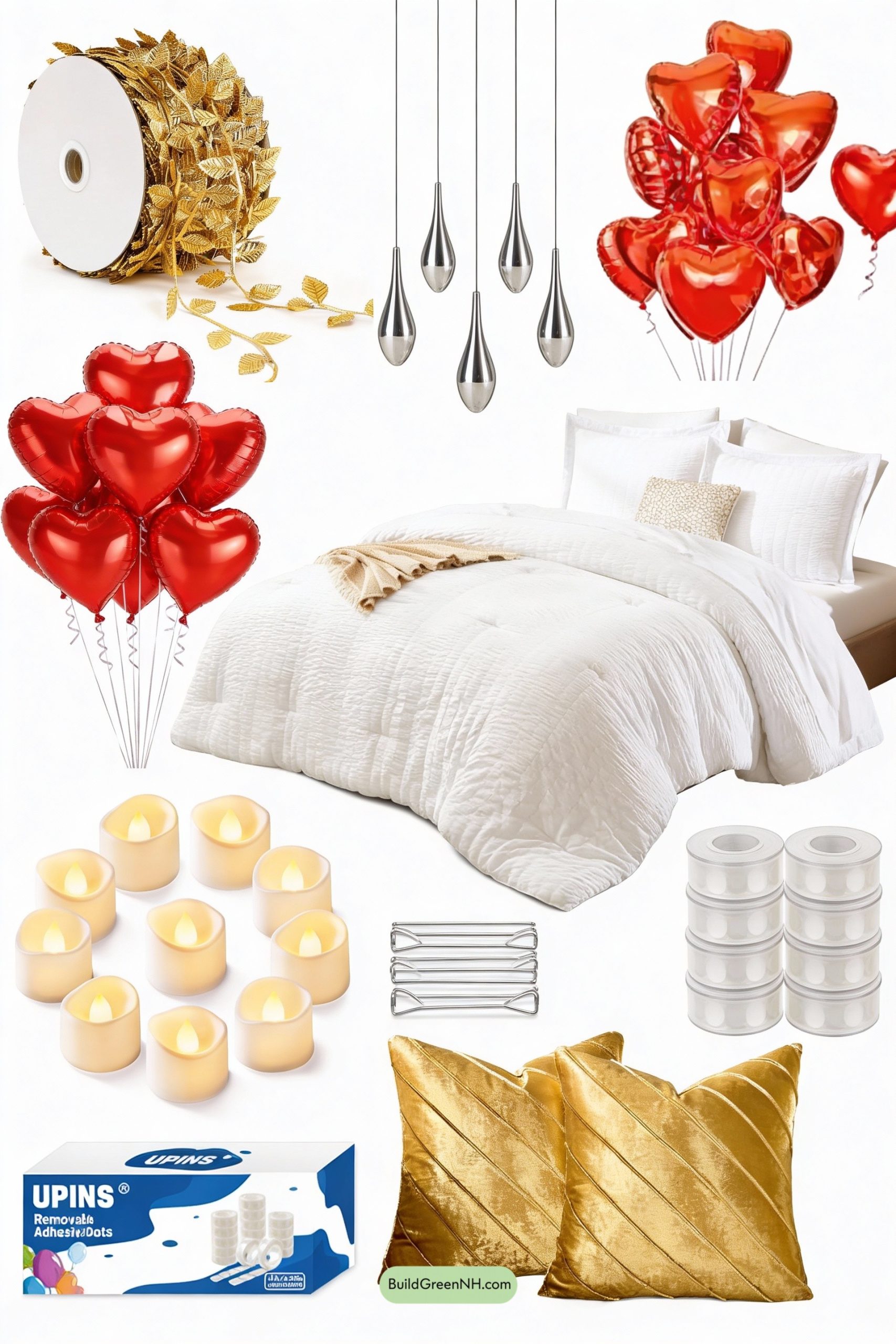 Moodboard for Modern Valentine Canopy with Gold Love