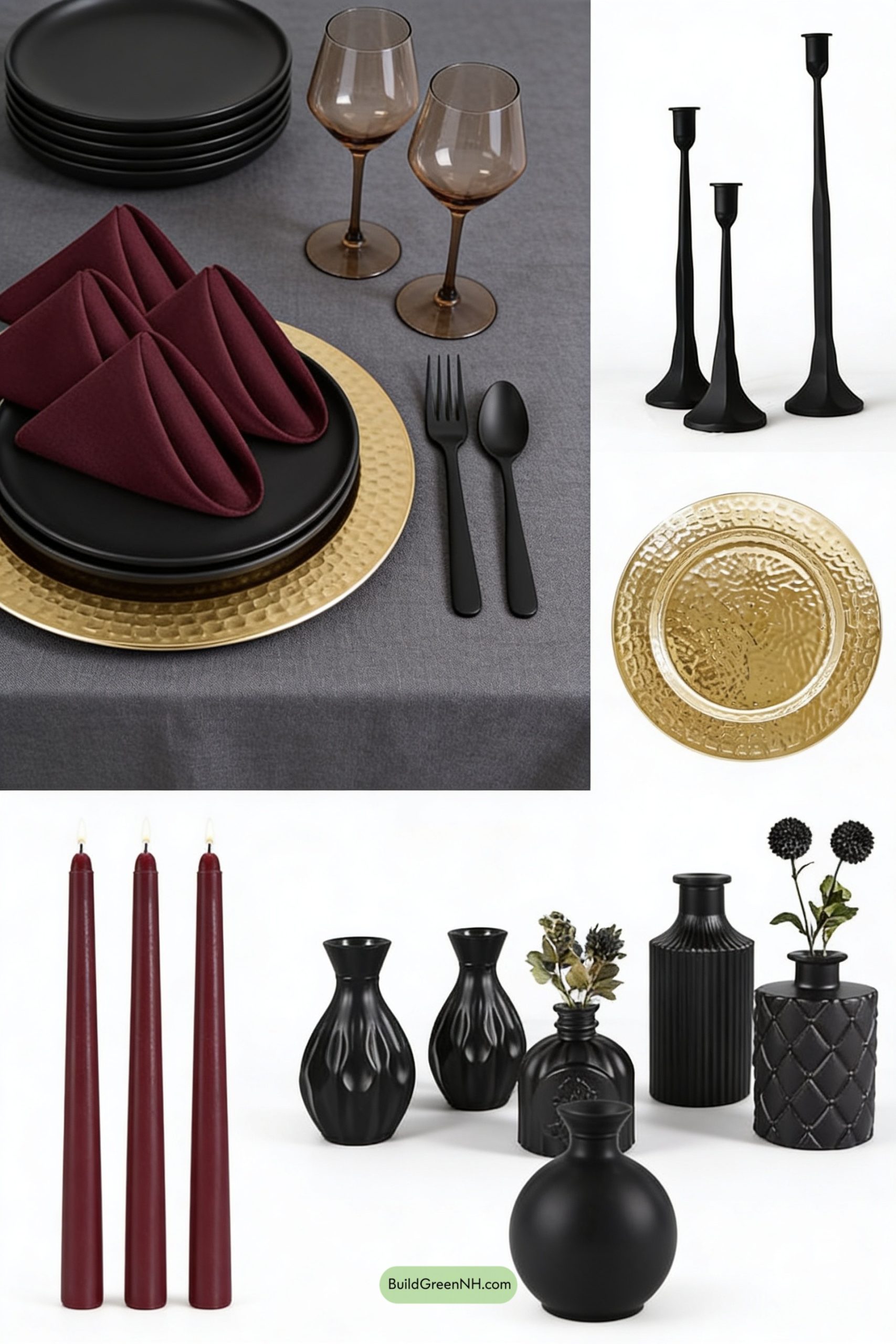 Moodboard for Burgundy Glow, Black Stoneware Romance