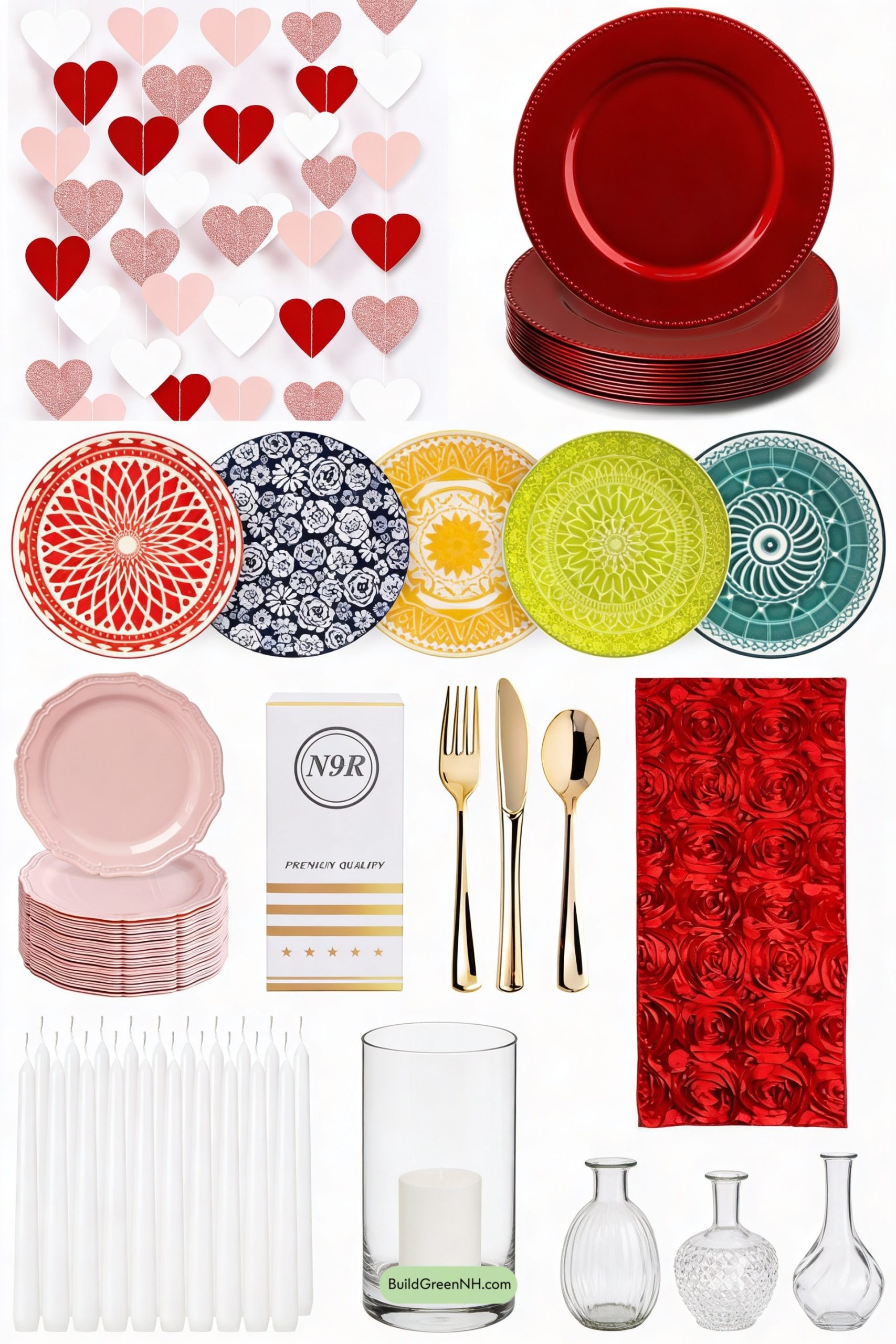 Moodboard for Floating Hearts, Rustic Romance Table