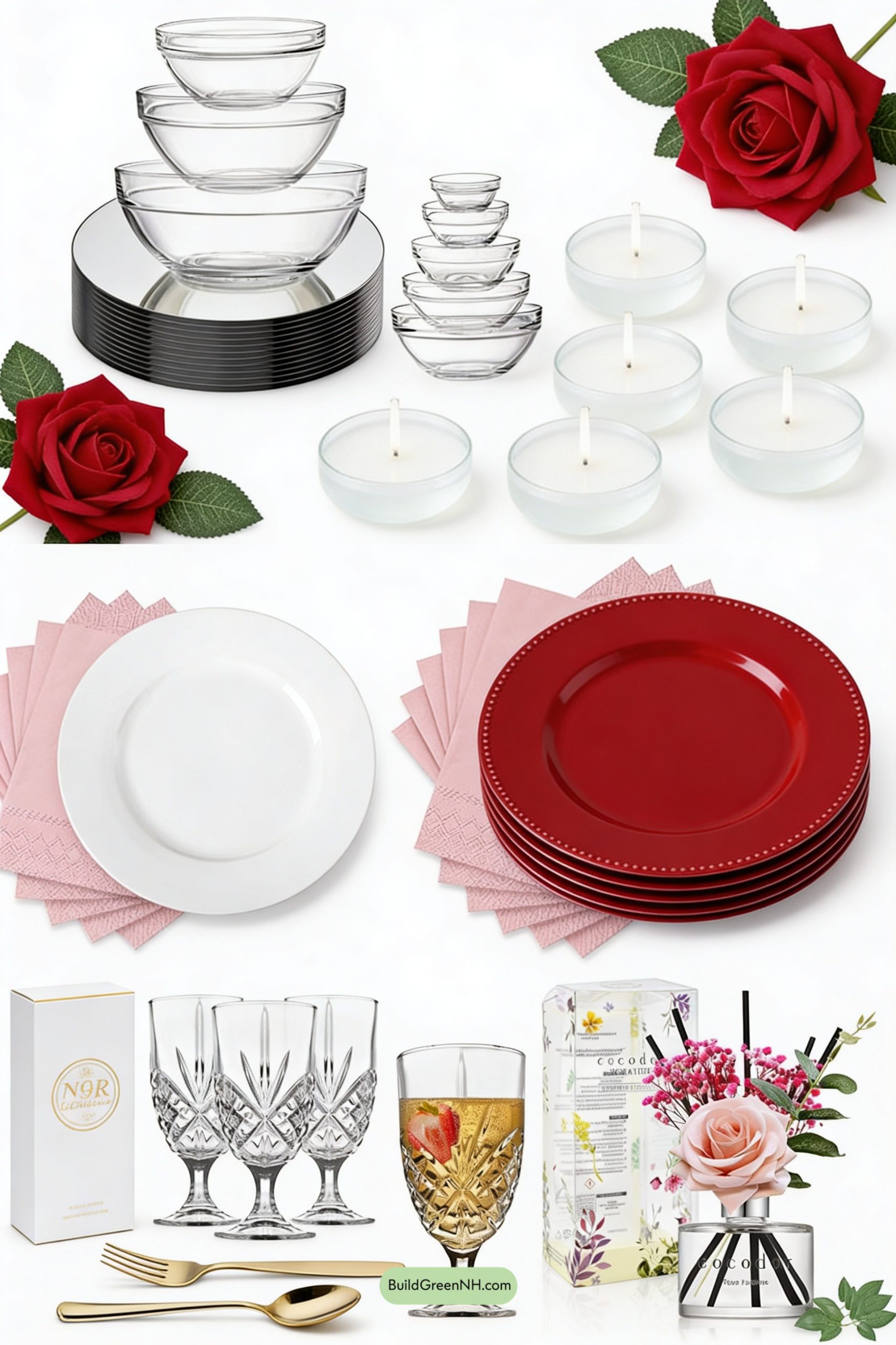 Moodboard for Floating Roses, Mirrored Candle Glow