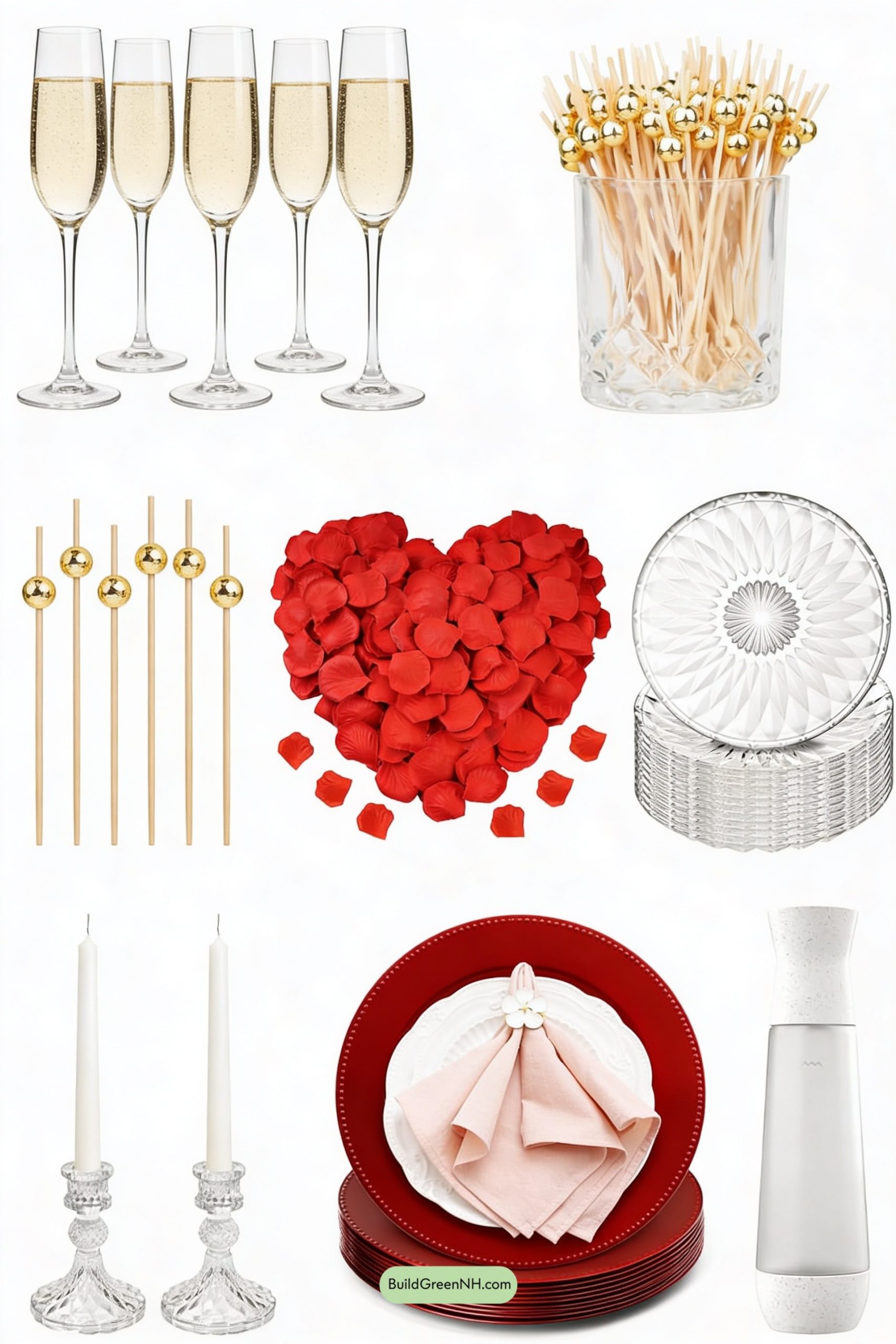 Moodboard for Champagne Coupe Tower Valentine Tablescape
