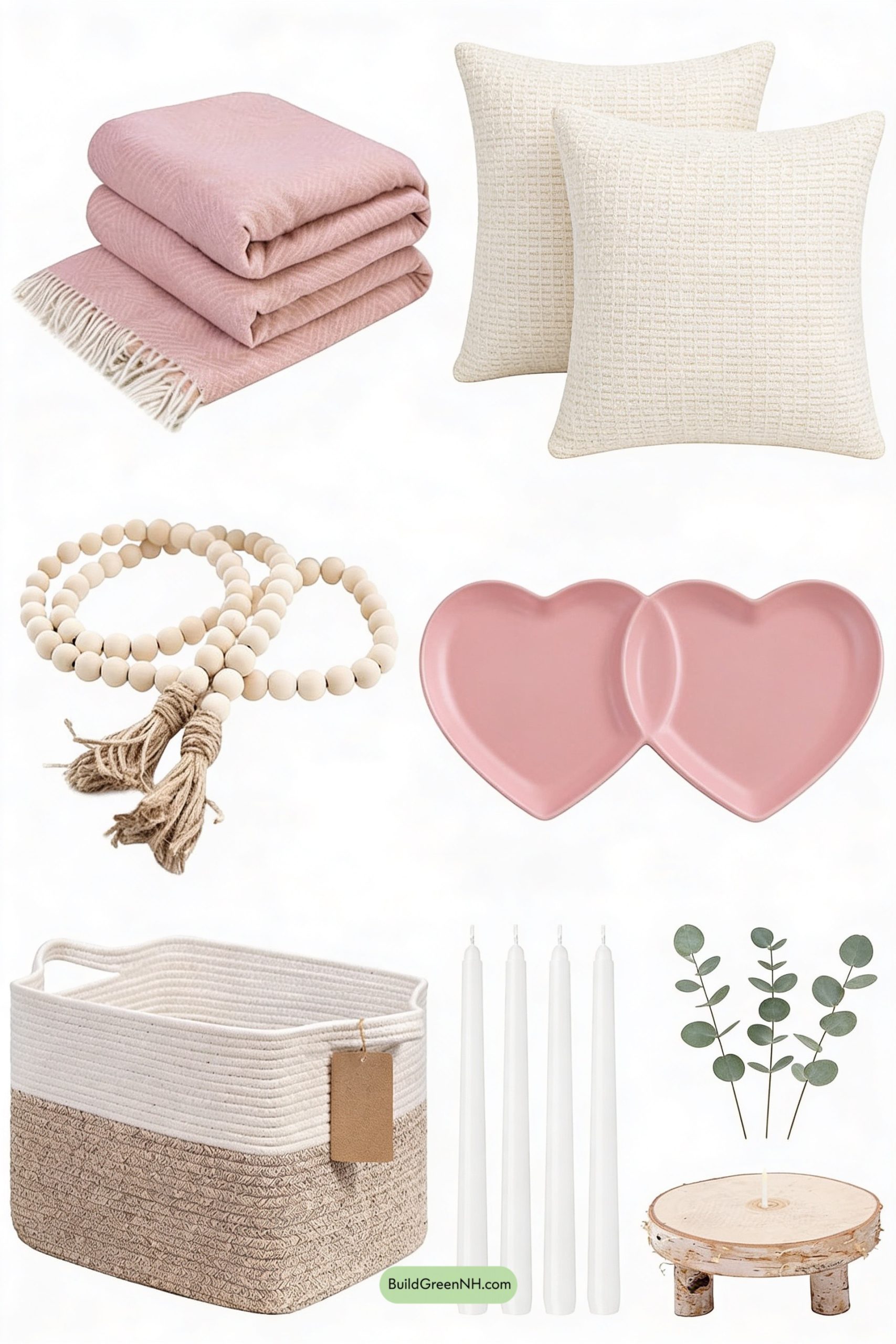 Moodboard for Soft Blush Scandinavian Valentine Bench