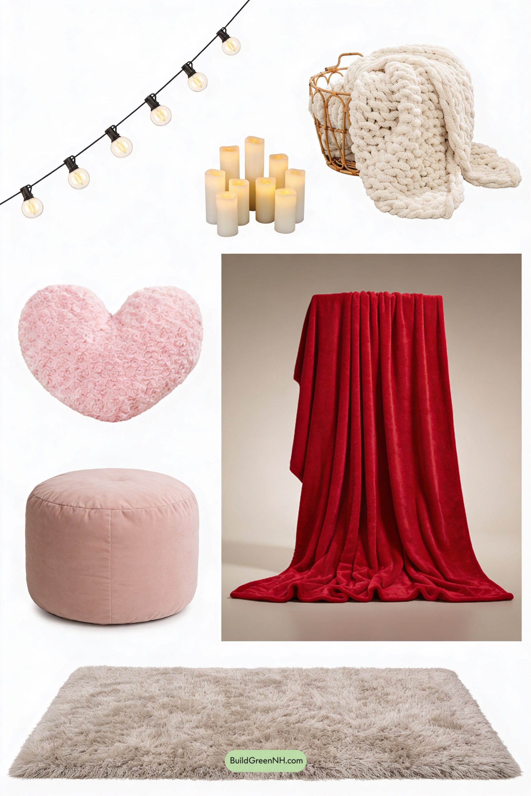 Moodboard for Twinkle-Lit Valentine Blanket Fort Lounge