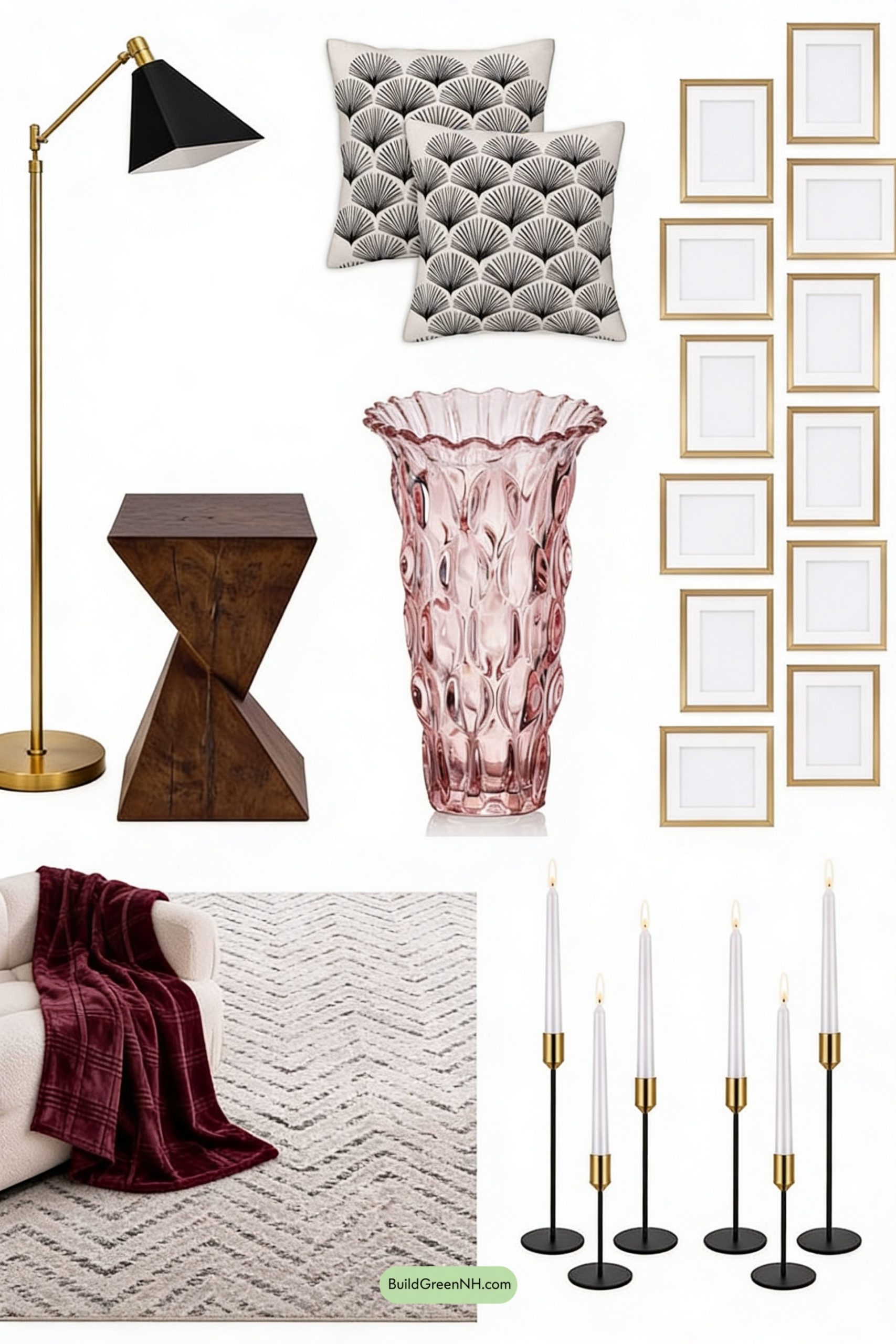 Moodboard for Deco Romance in Blush and Brass
