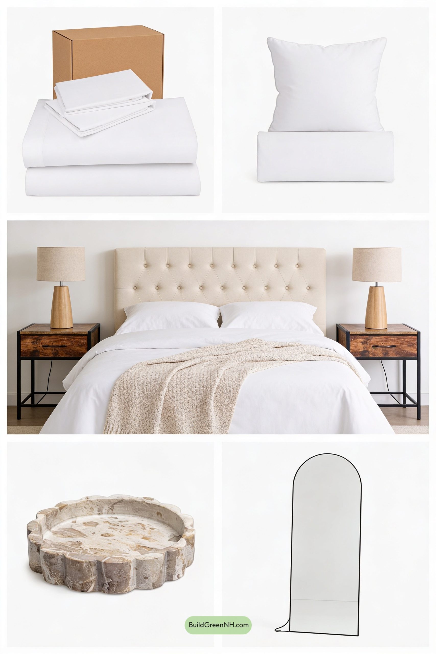 Moodboard for Crisp White Bed, Cozy Hotel Vibes