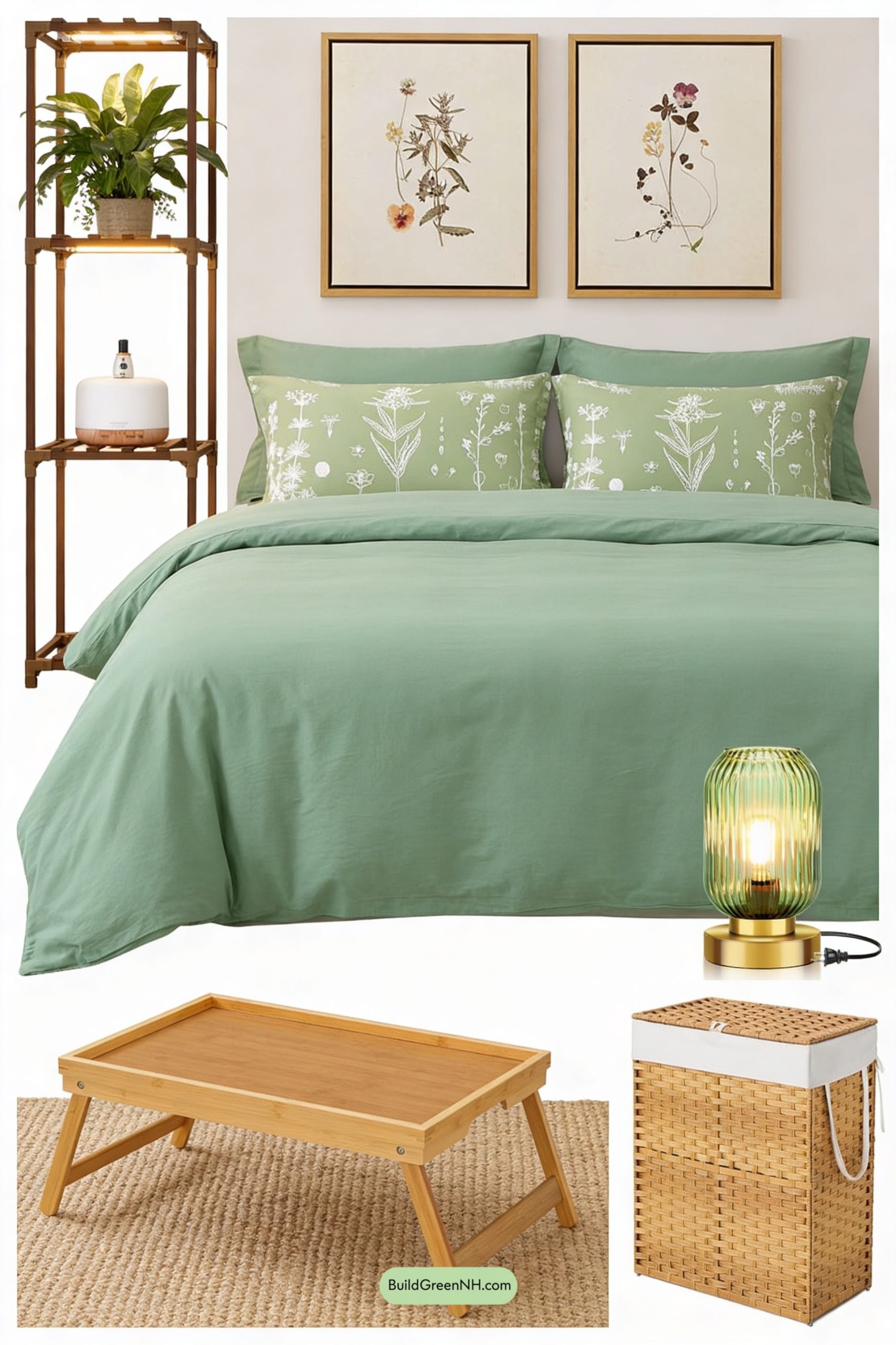 Moodboard for A Bedroom That Breathes Green