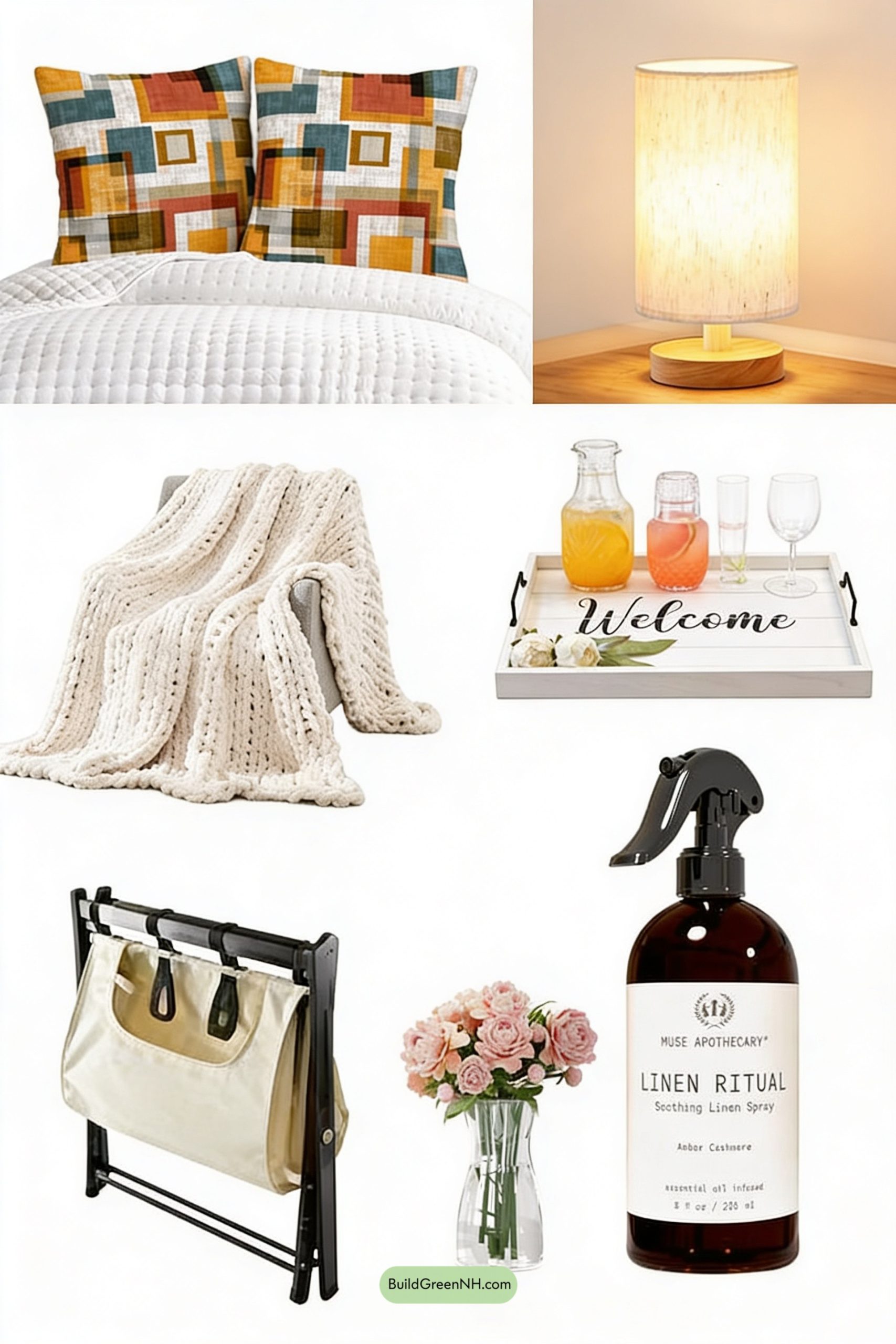 Moodboard for Patchwork Pops on Cloud-White Bedding