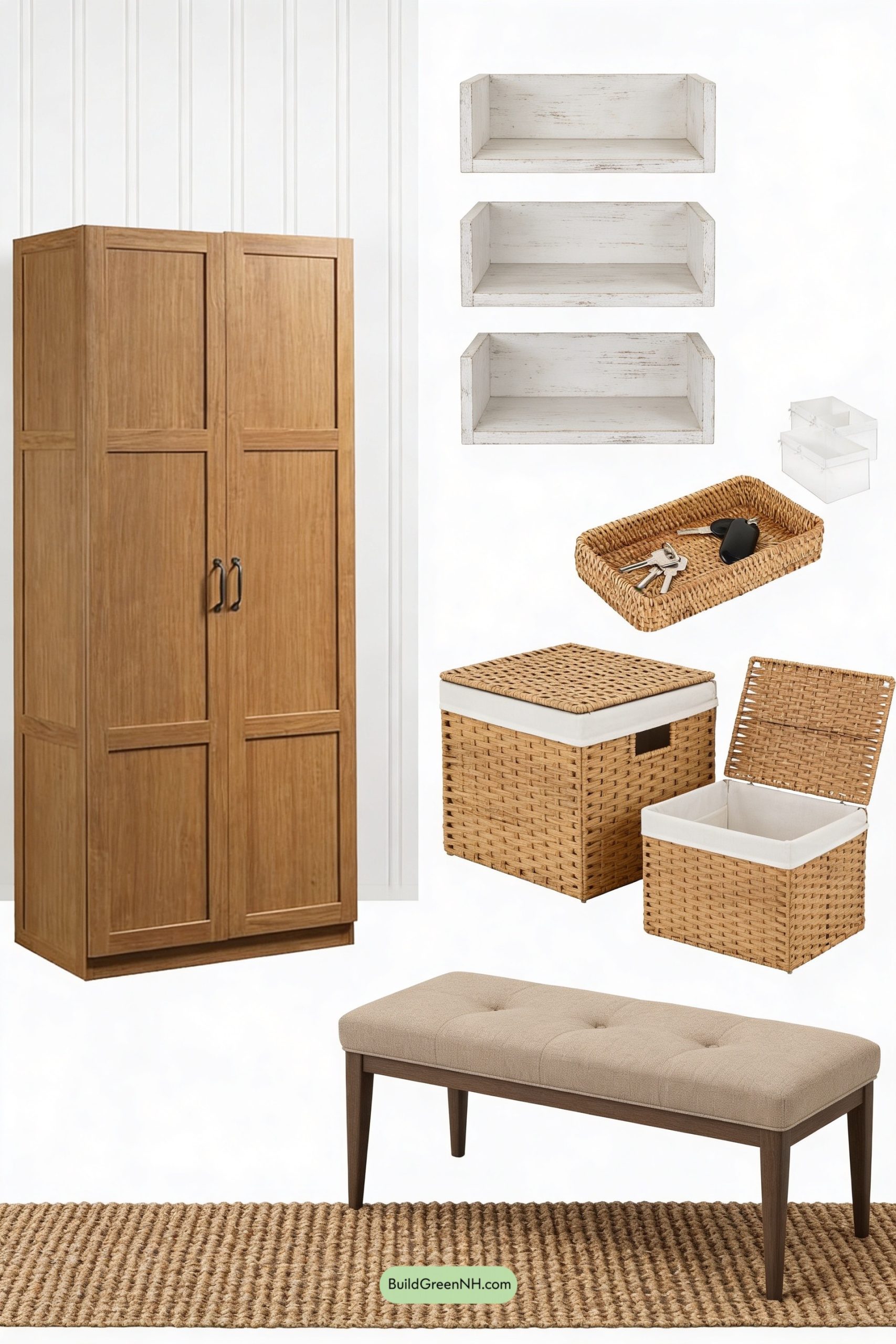 Moodboard for Beachy Mudroom with Light Wood Warmth