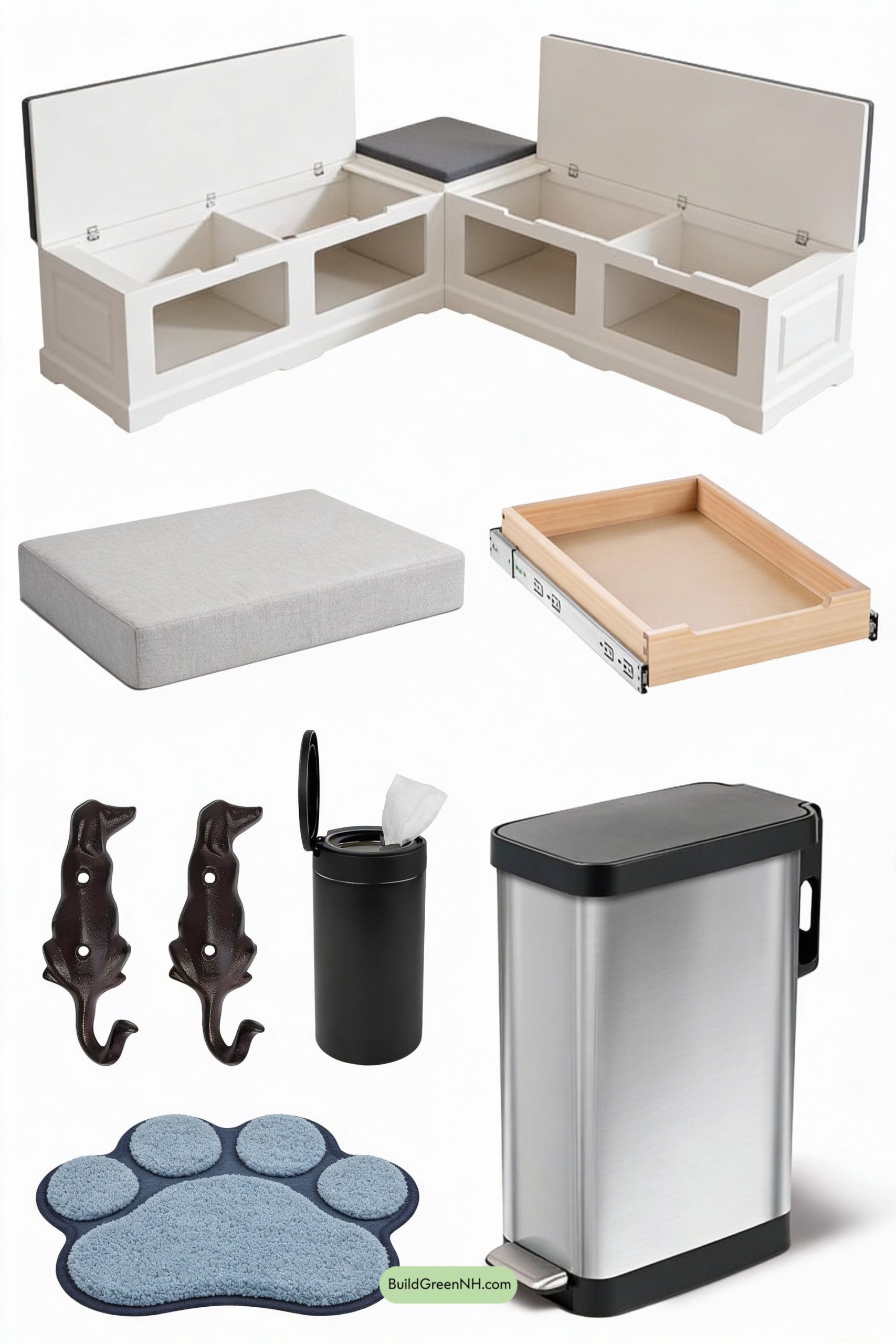 Moodboard for Mudroom Bench with Built-In Dog Nook