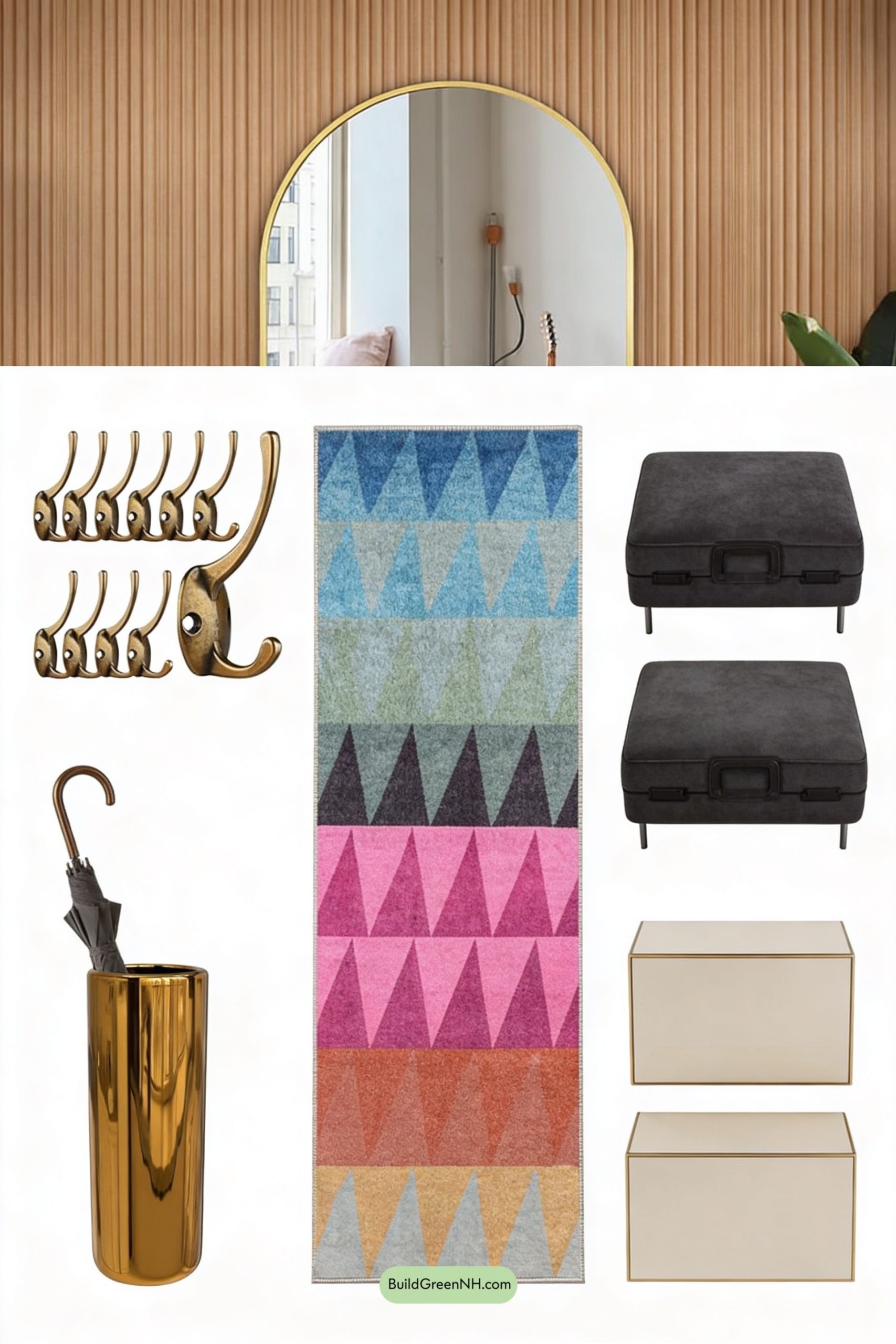Moodboard for Deco Curve Mudroom in Brass & Noir