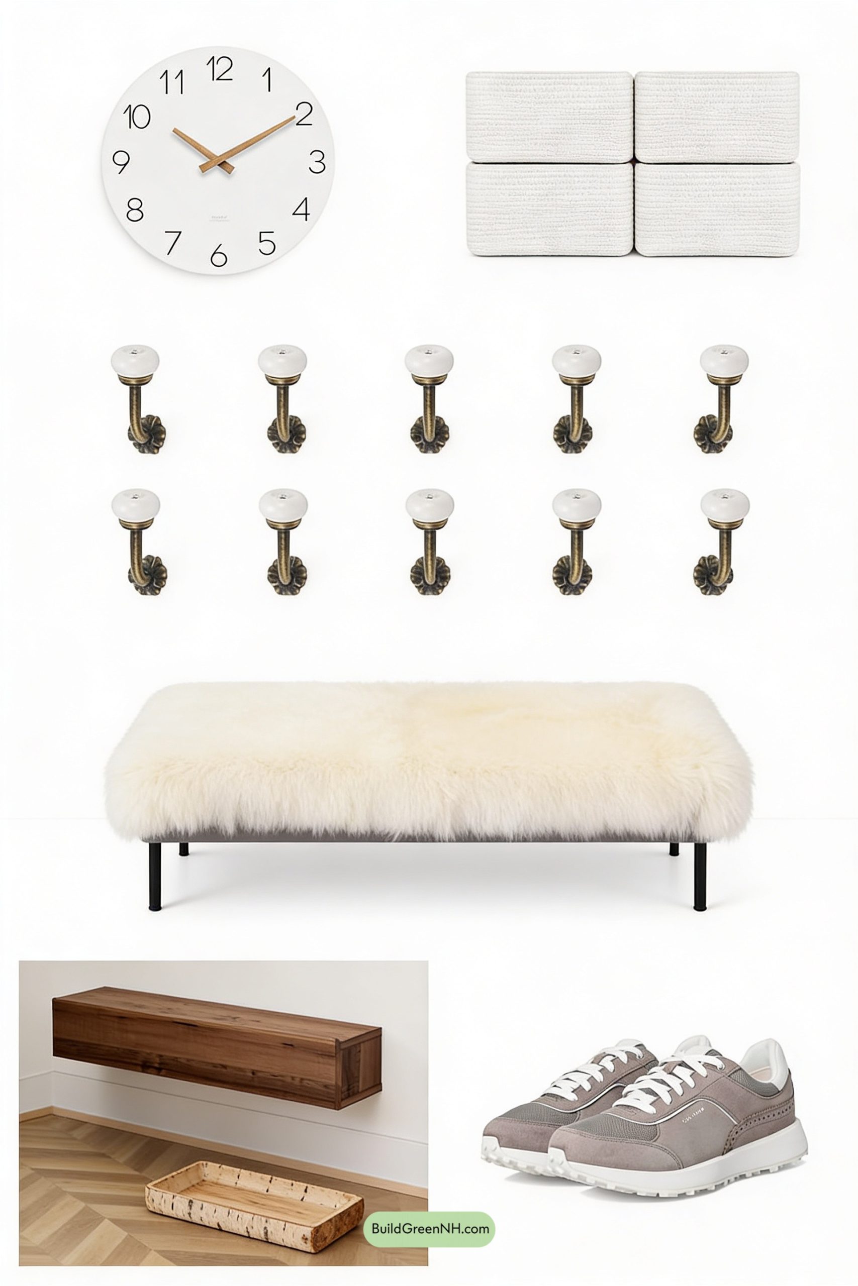 Moodboard for Snow-White Scandi Mudroom With Pine Cubbies