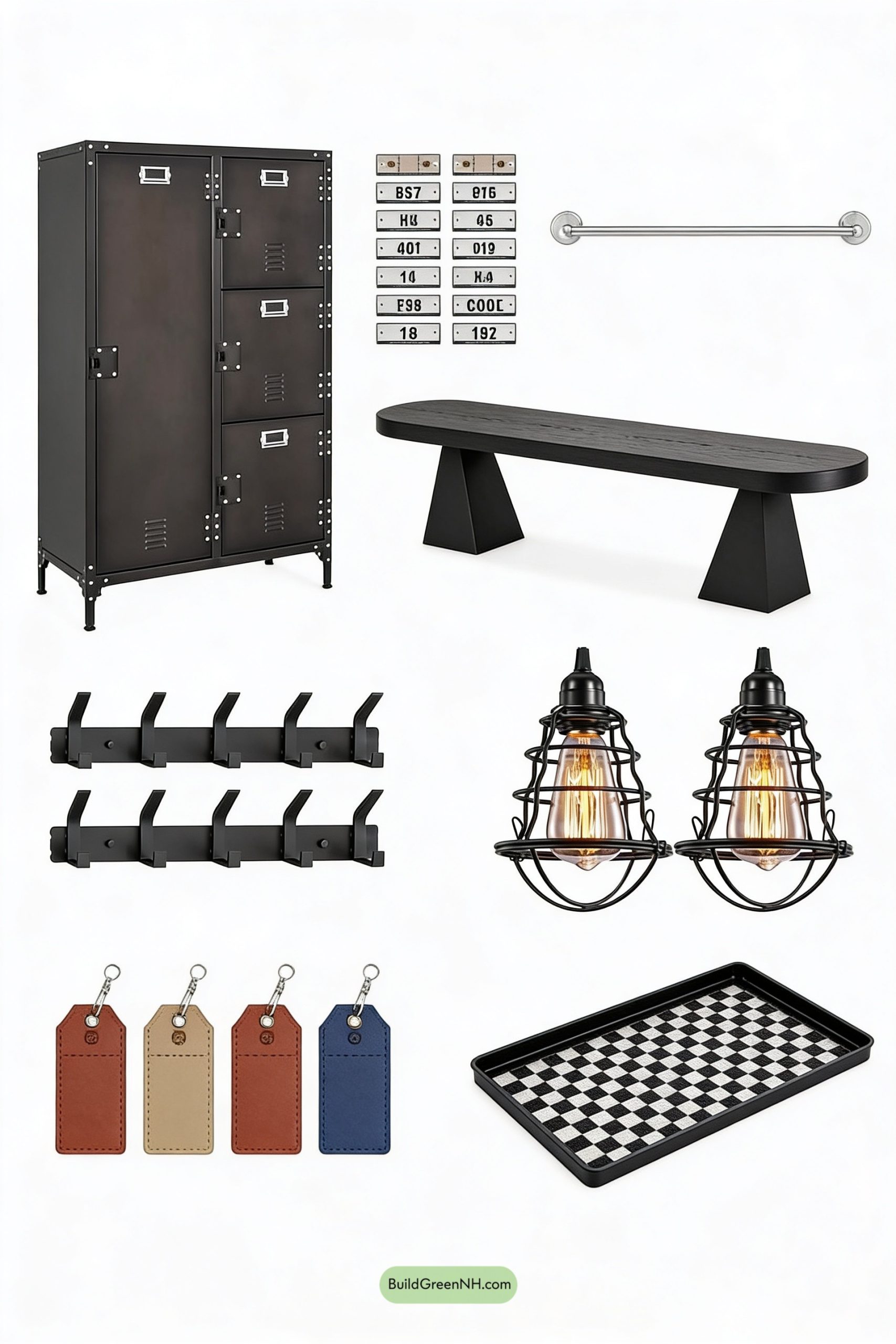 Moodboard for Vintage Locker-Style Mudroom With Numbered Lockers