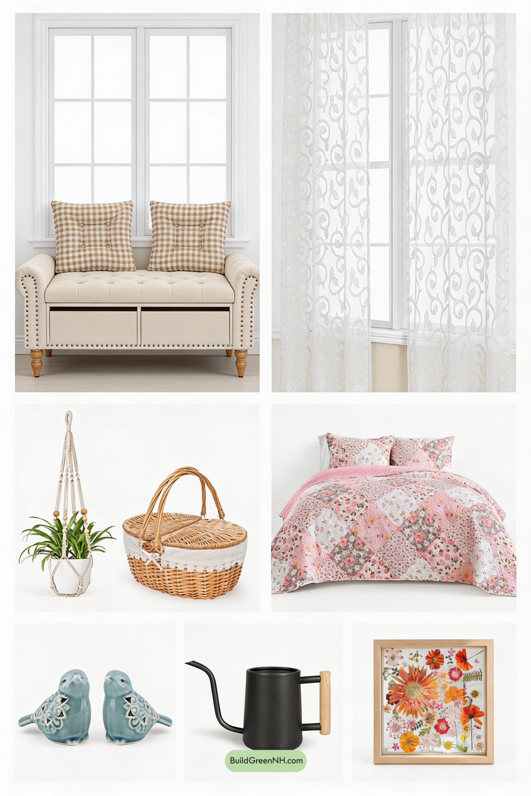 Moodboard for Sunlit Gingham Window Bench Nook