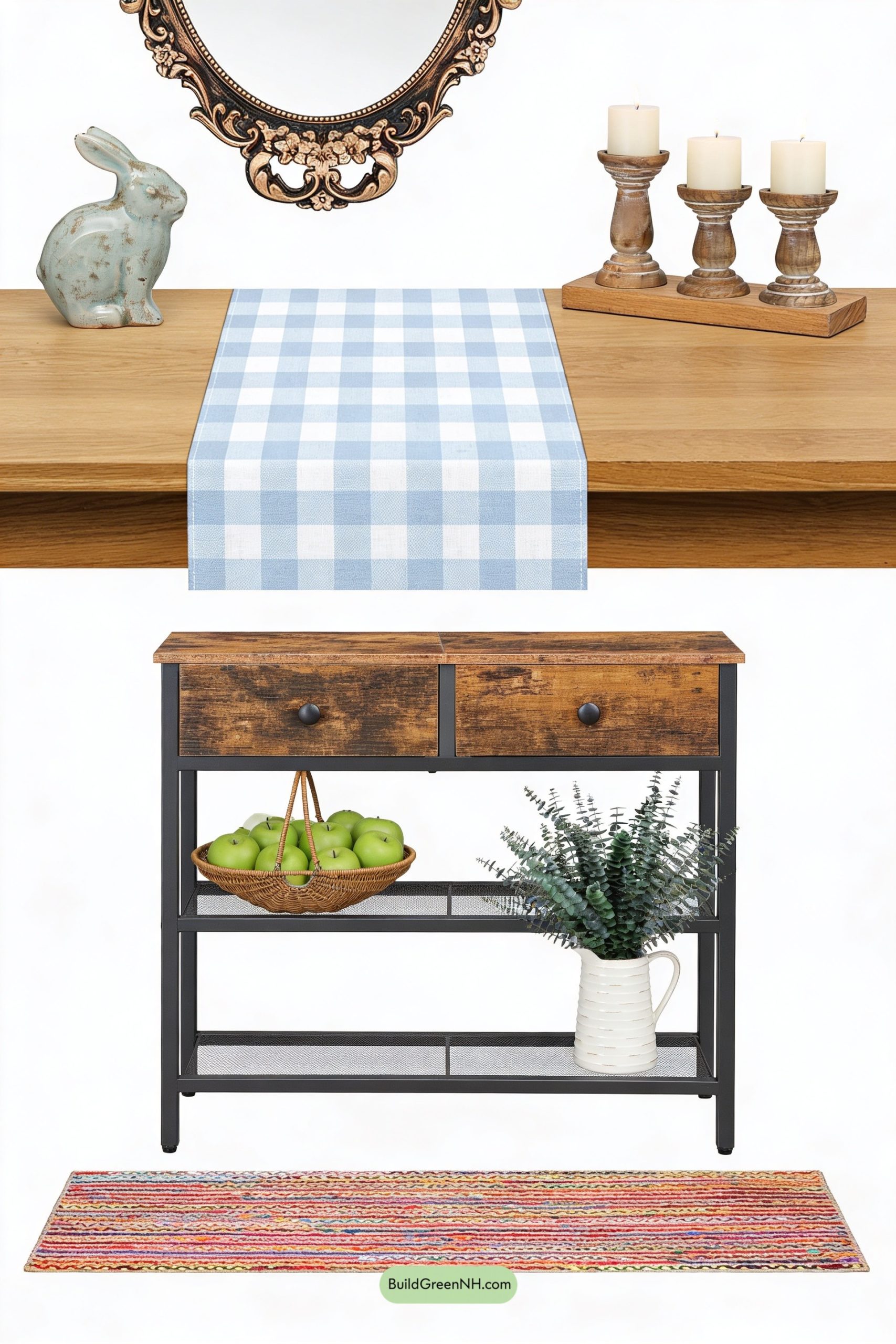Moodboard for Gingham-Runner Console with Orchard Charm