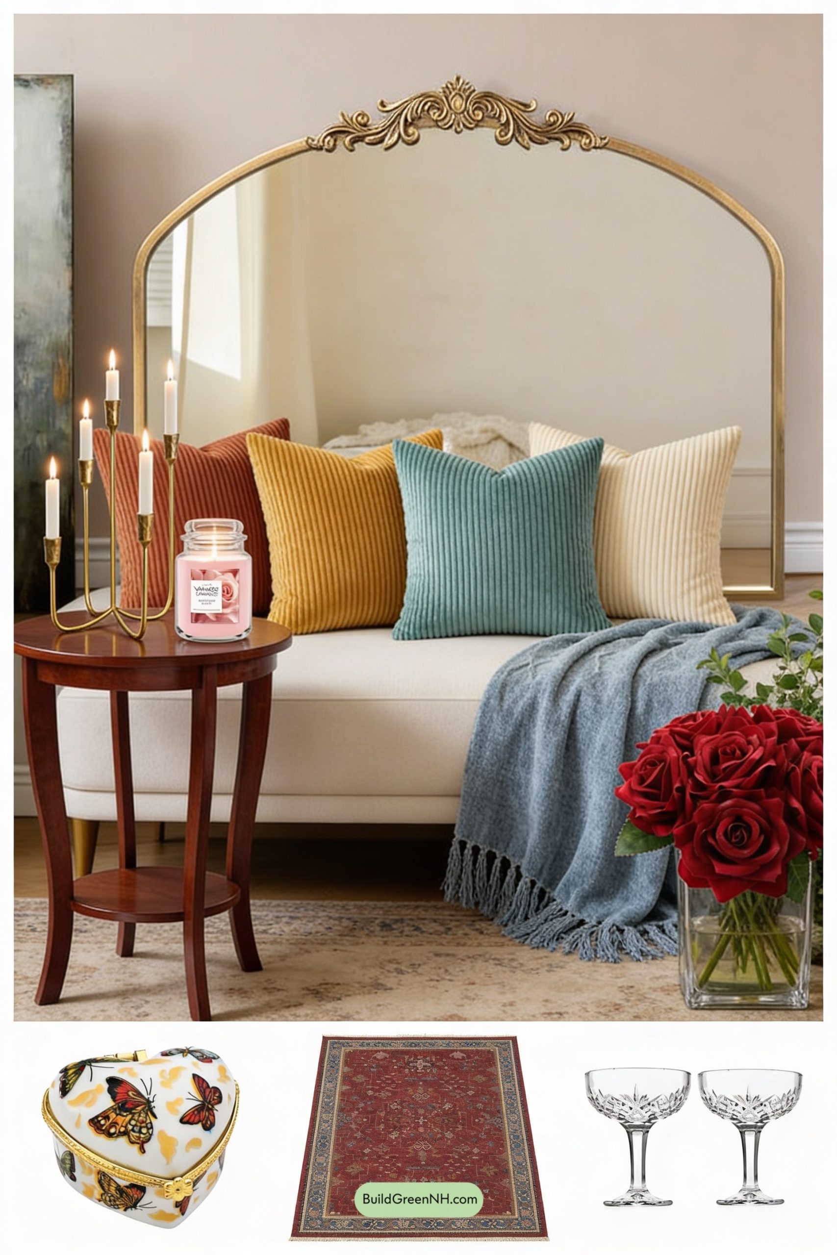 Moodboard for Firelight Reflections in a Velvet Cottage