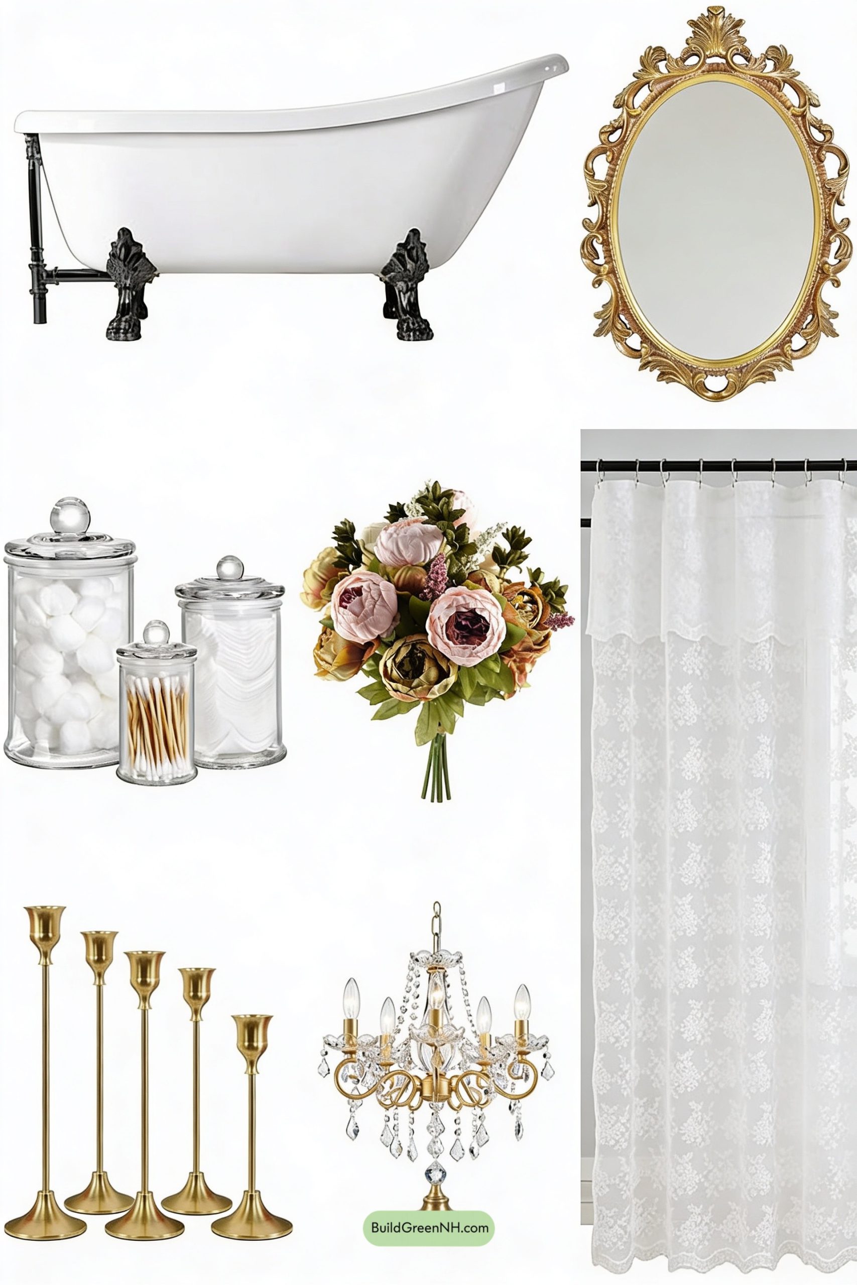 Moodboard for Clawfoot Calm with Crystal Glow