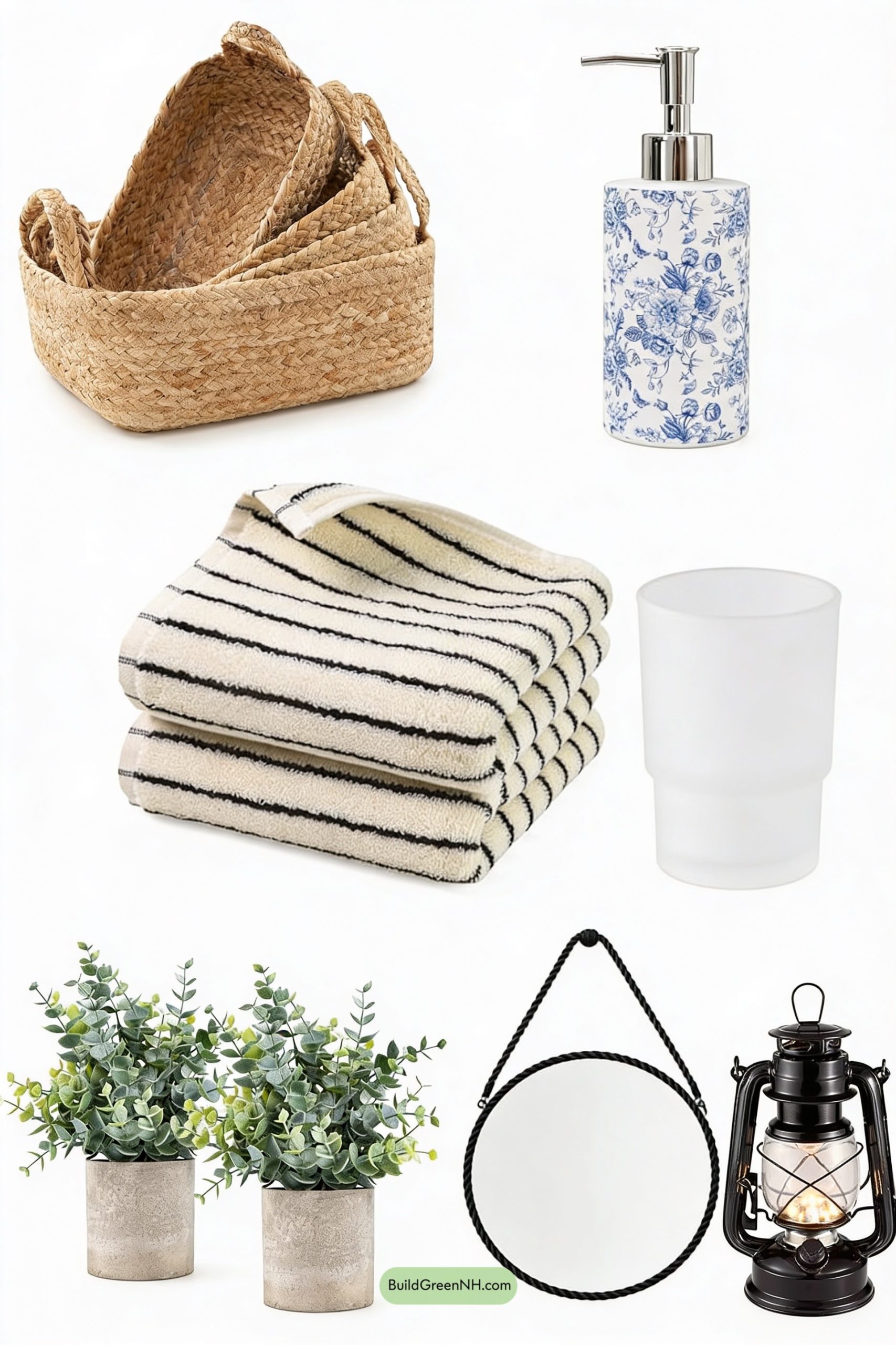 Moodboard for Sea-Glass Vanity With Rope-Rim Mirror