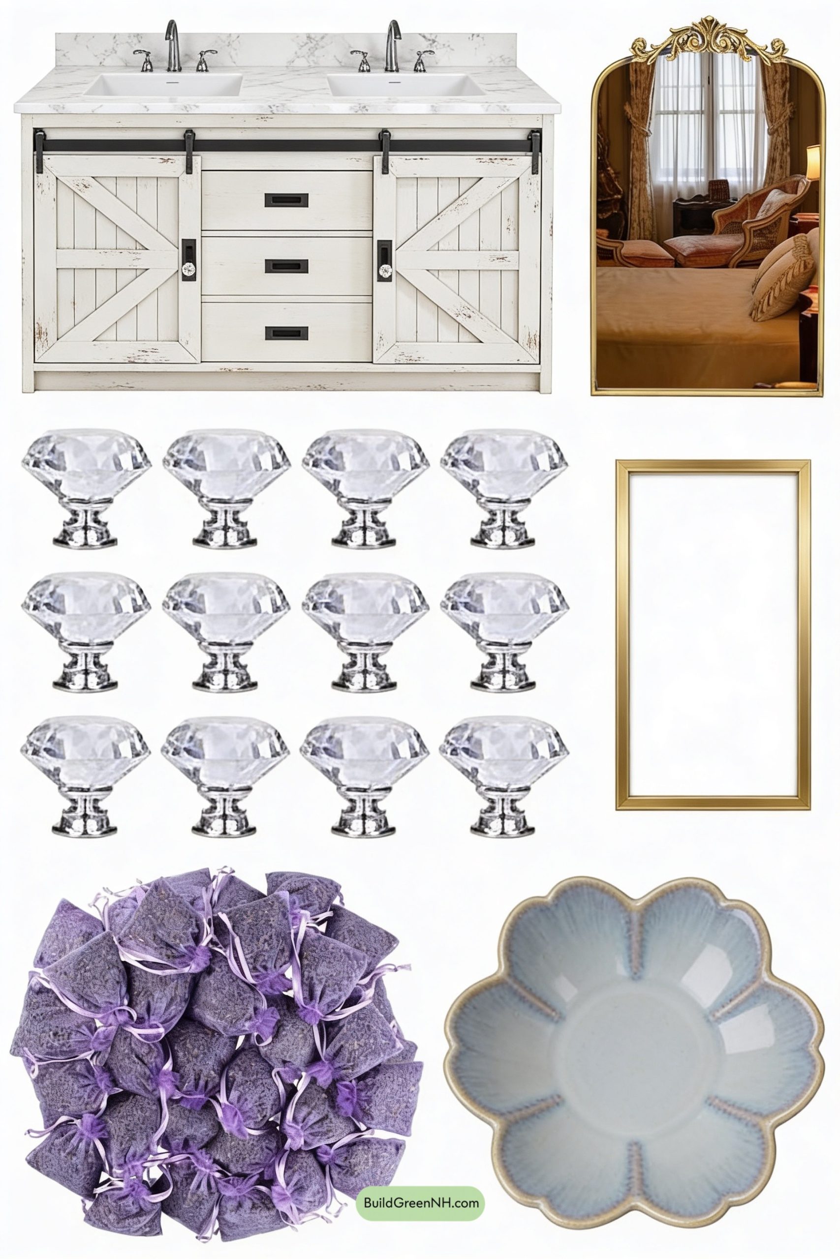 Moodboard for Toile, Gilt, and a Farmhouse Vanity