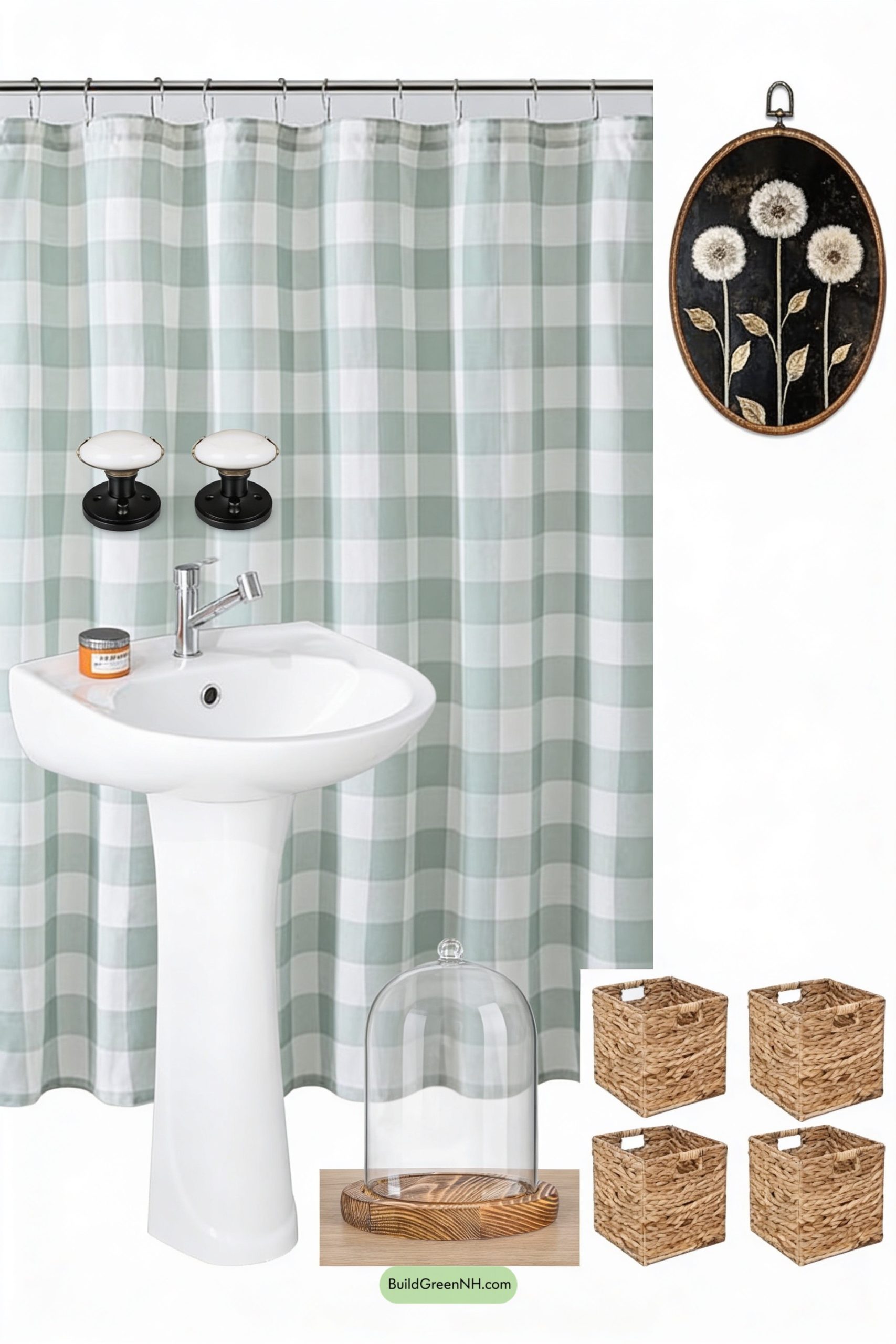 Moodboard for Pastel Gingham Cottage Bath Charm