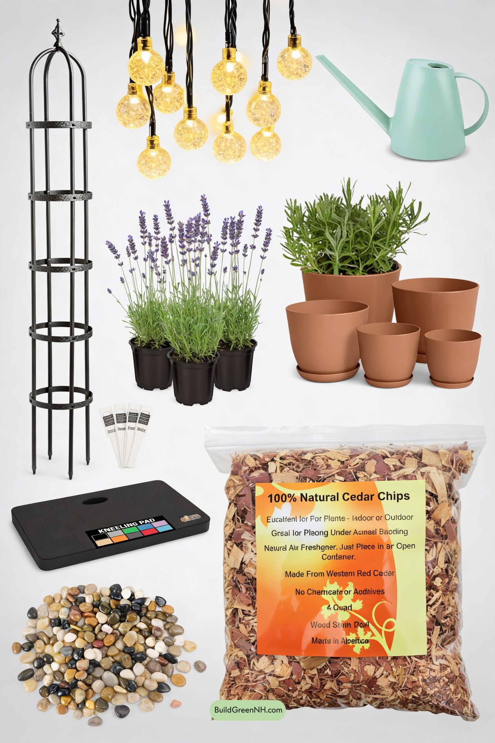 Moodboard for Glowing Obelisk Trellis Lavender Courtyard