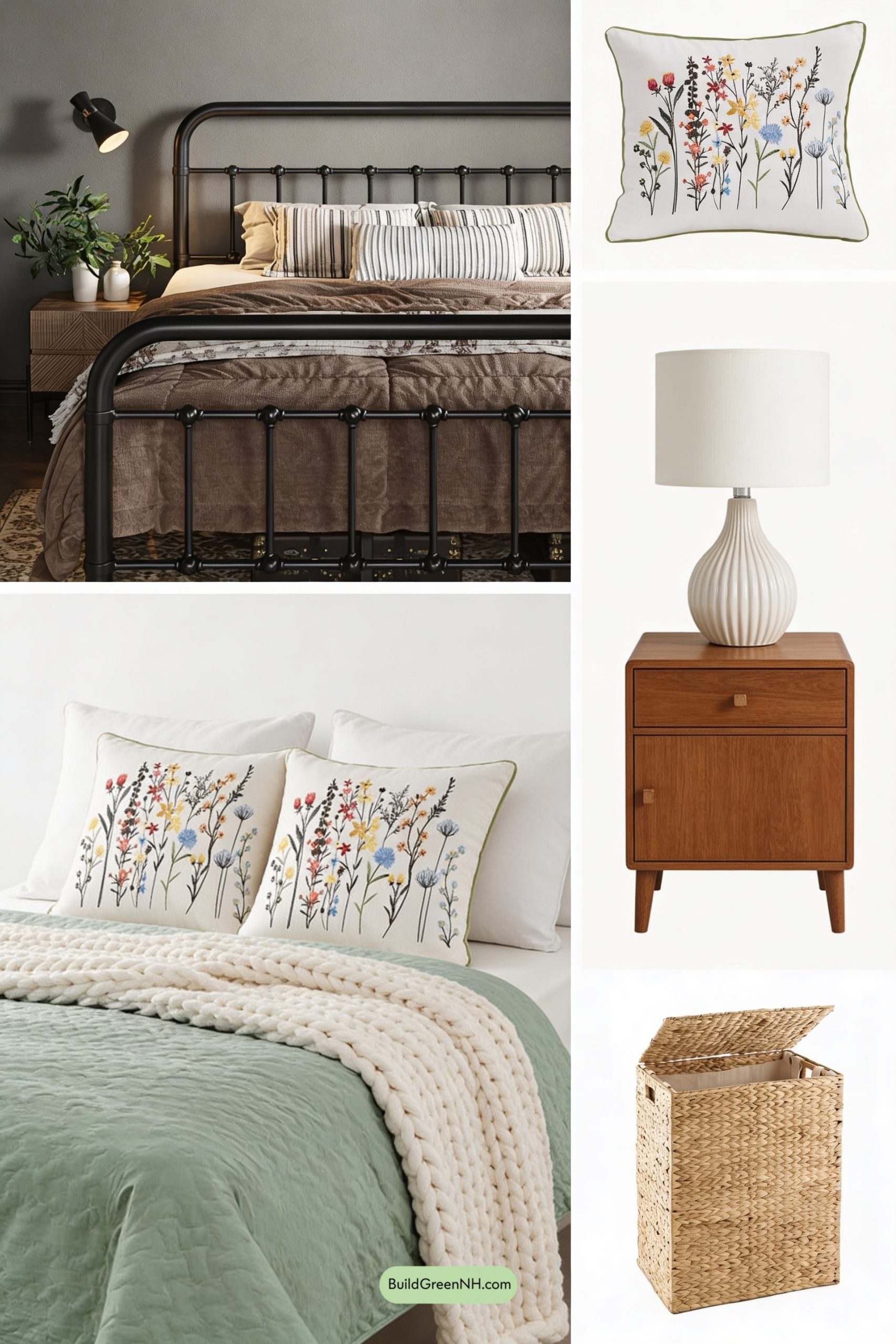 Moodboard for Iron Bed, Soft Linen, Garden Hints