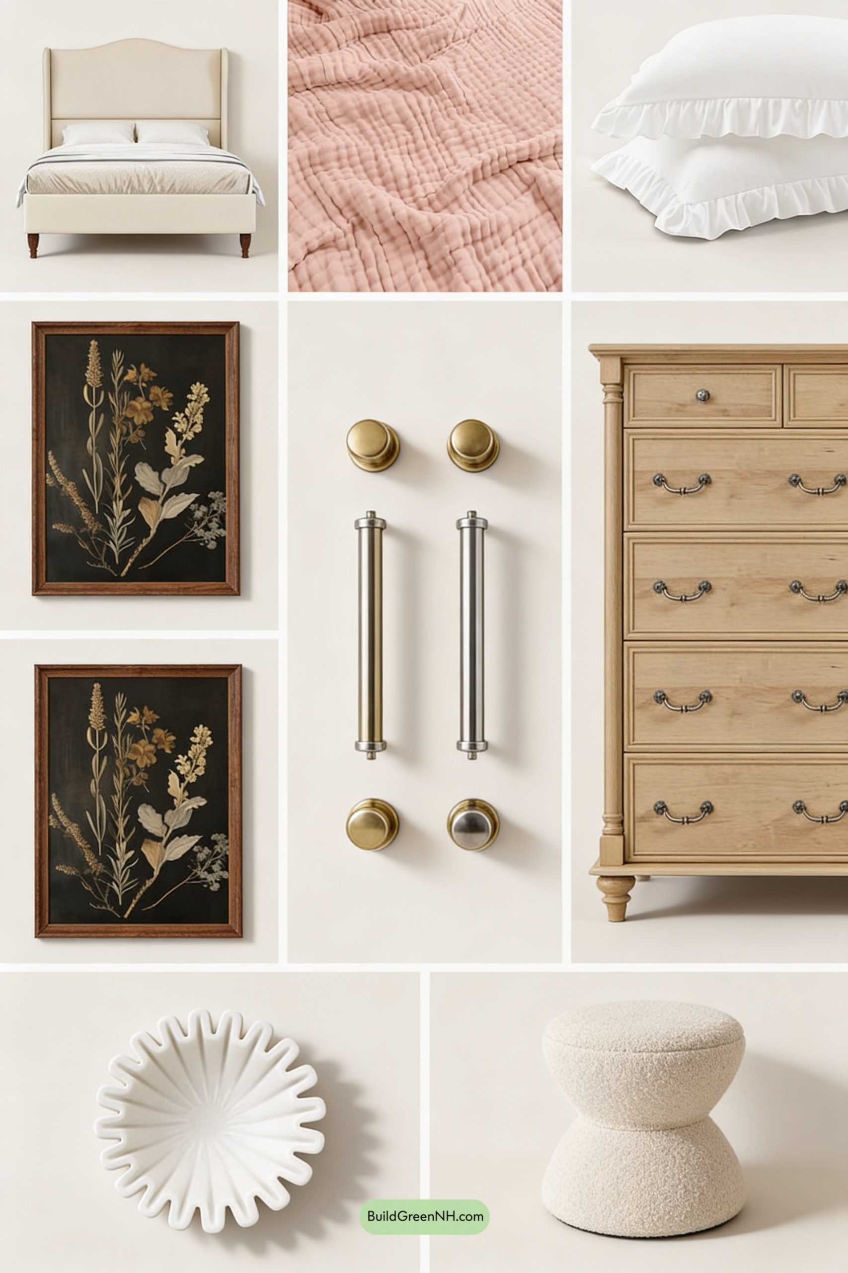 Moodboard for Blush Cottagecore Bedroom with Airy Sheers